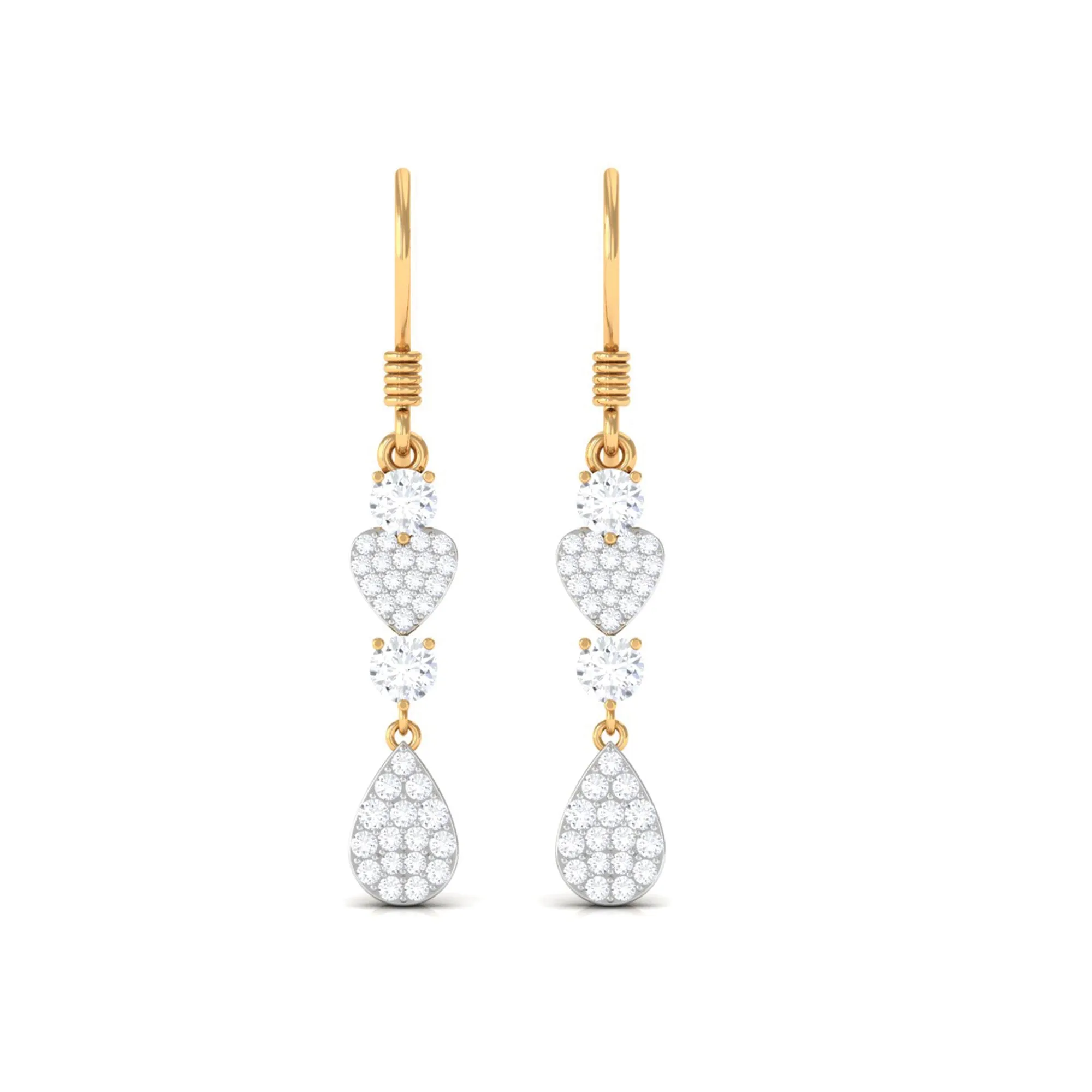1 CT Certified Zircon Heart Dangle Earrings