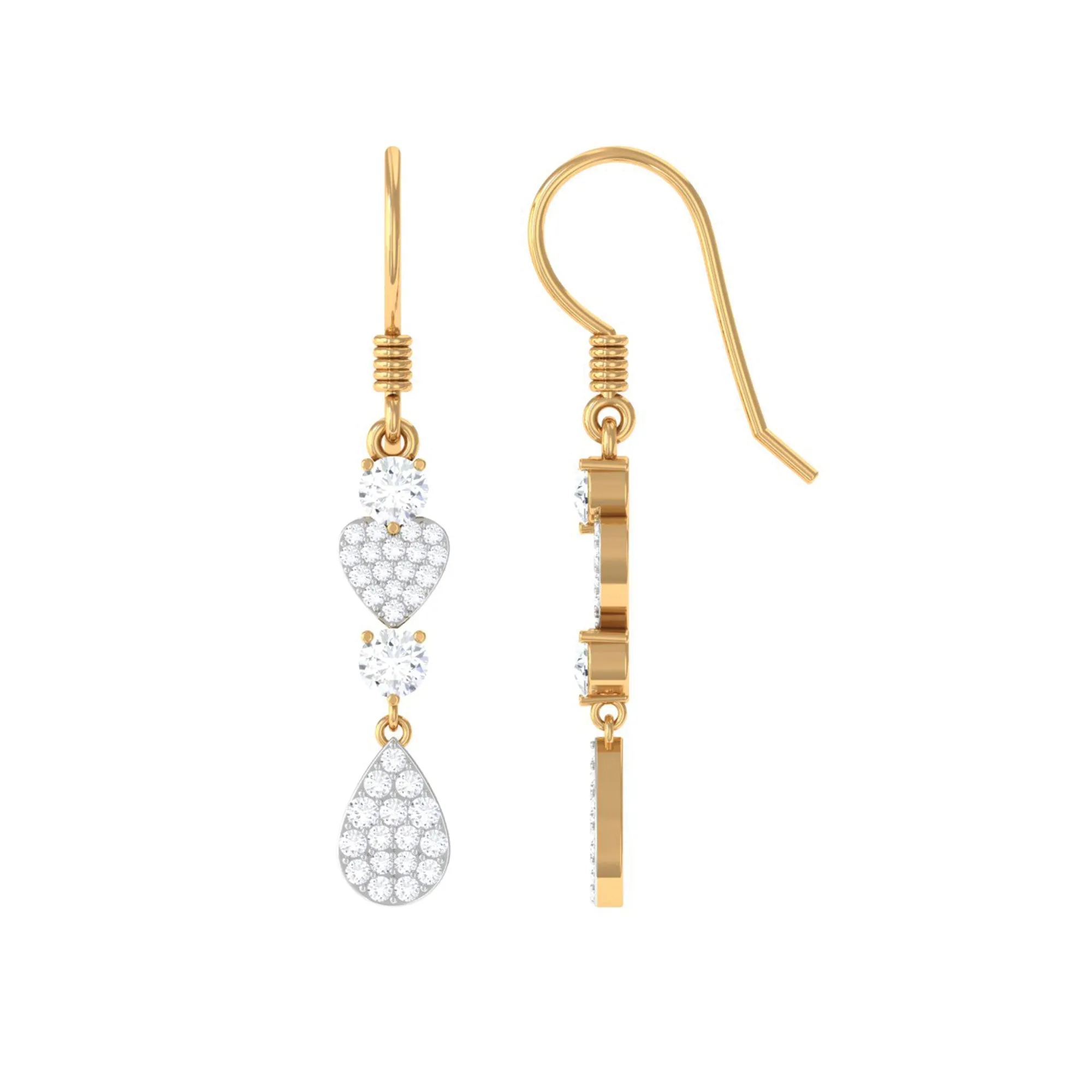 1 CT Certified Zircon Heart Dangle Earrings
