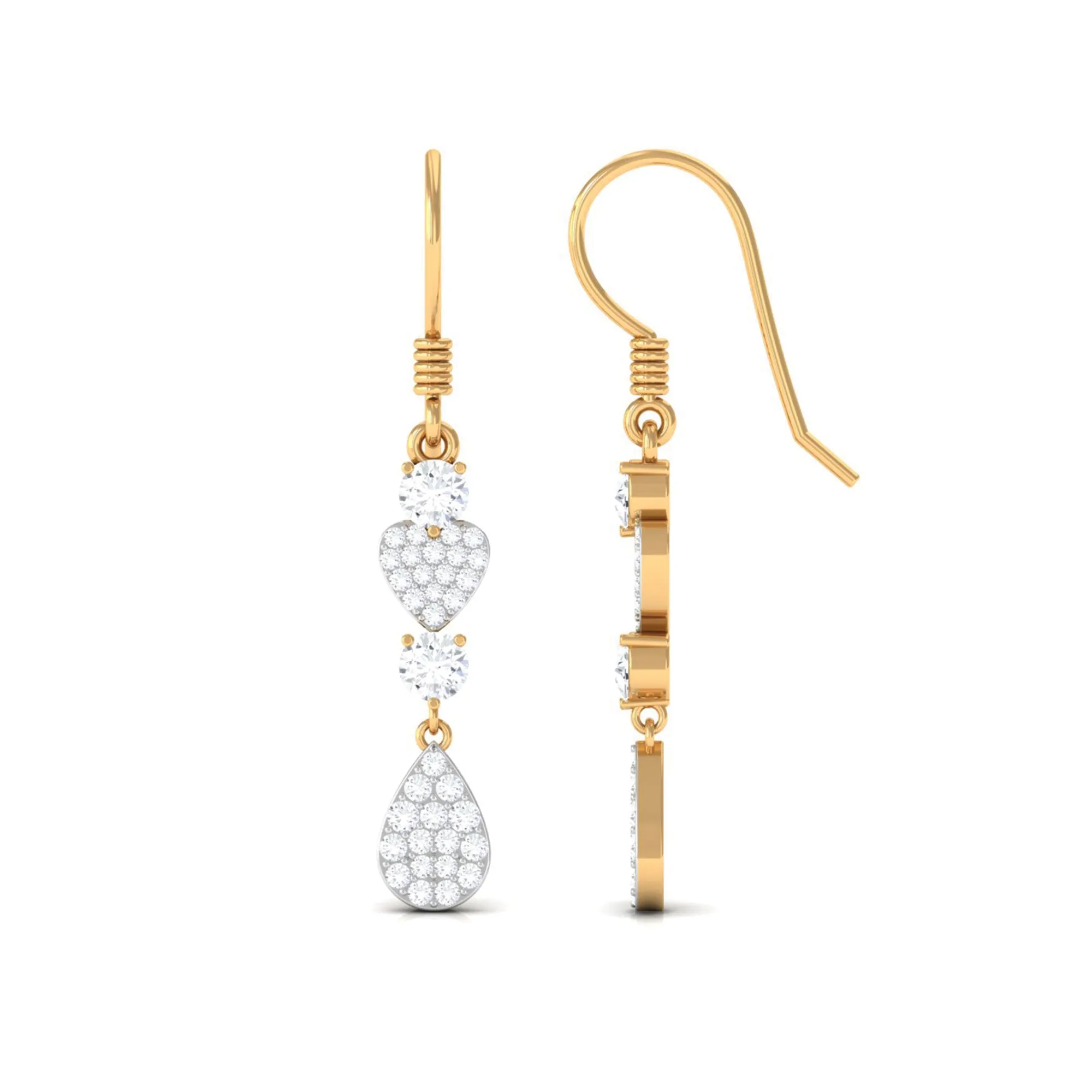 1 CT Certified Zircon Heart Dangle Earrings