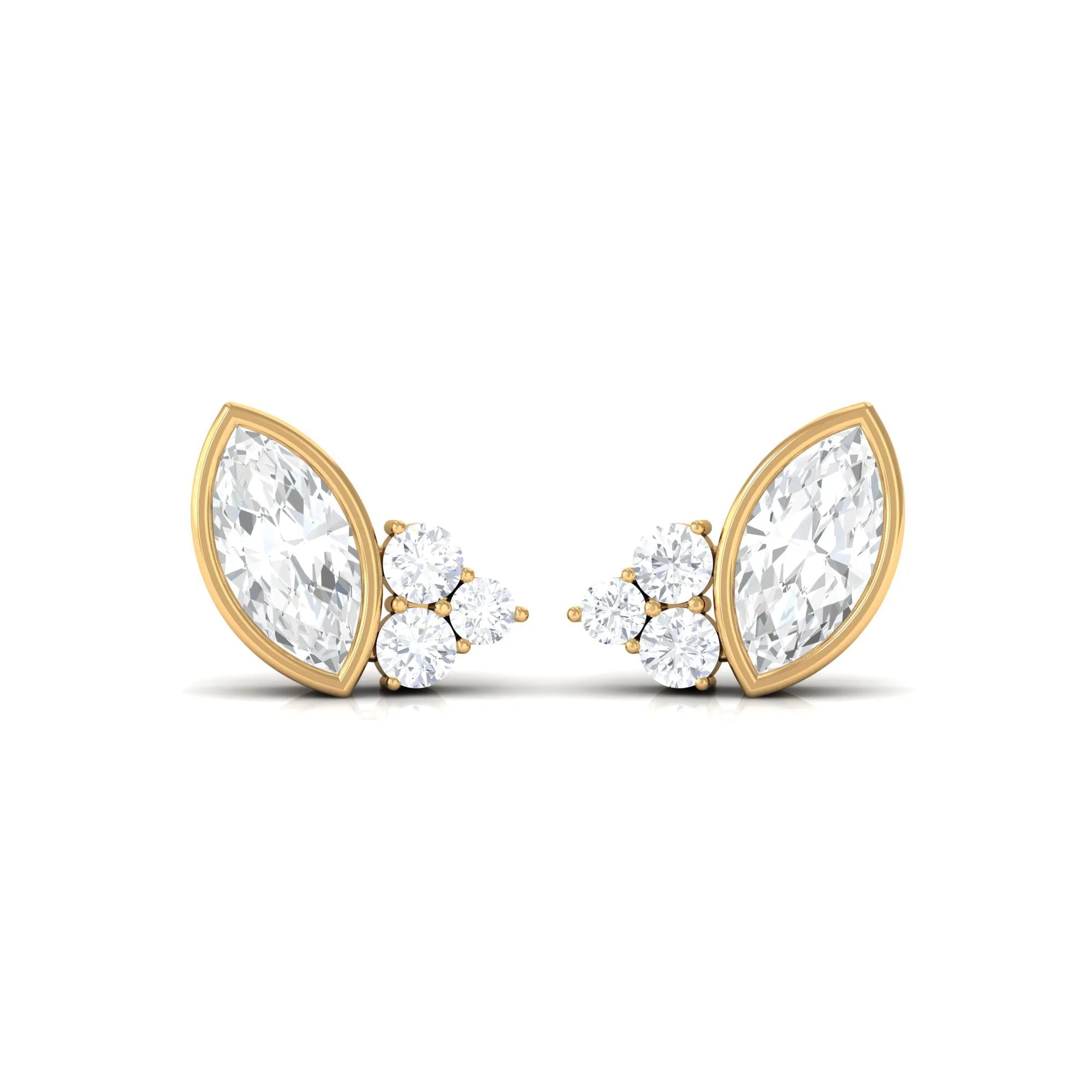 1 CT Marquise and Round Cut Zircon Trio Stud Earrings
