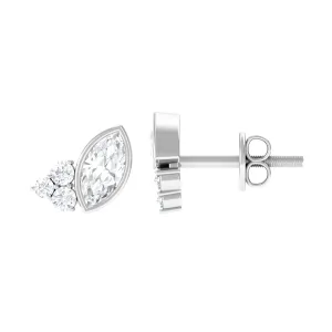 1 CT Marquise and Round Cut Zircon Trio Stud Earrings
