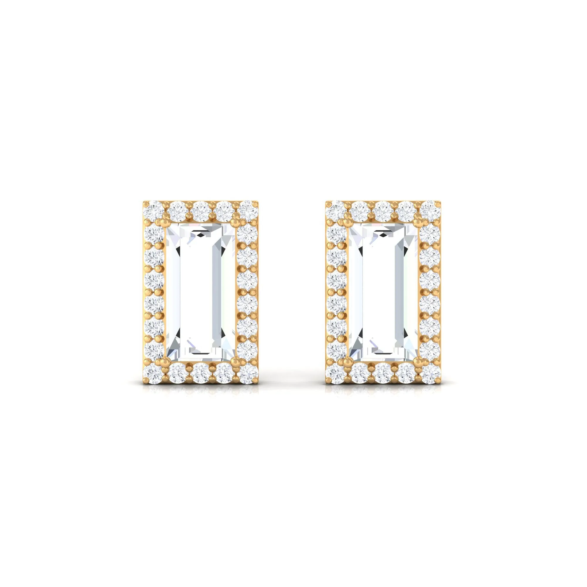 1.25 CT Classic Zircon Halo Stud Earrings in Gold