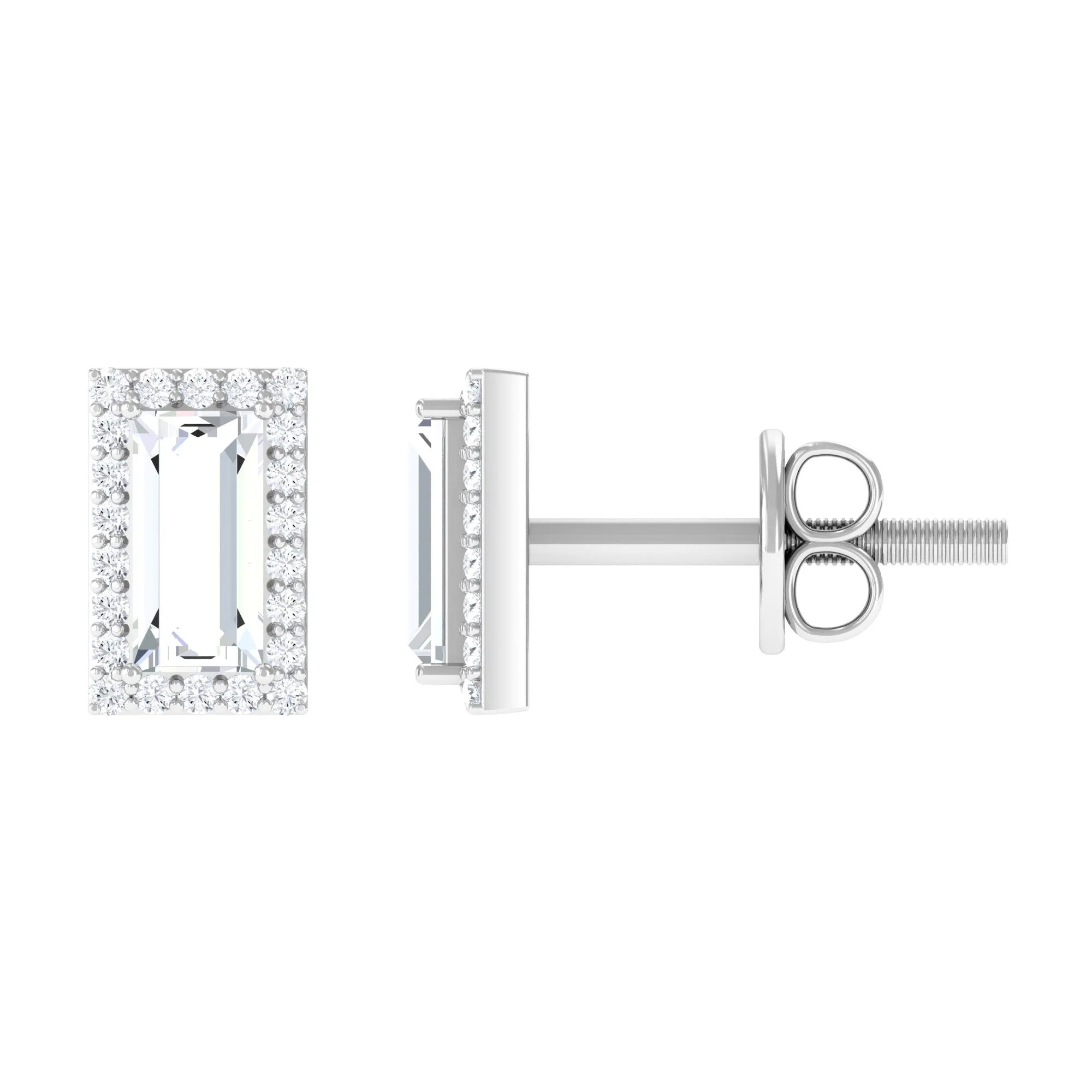 1.25 CT Classic Zircon Halo Stud Earrings in Gold