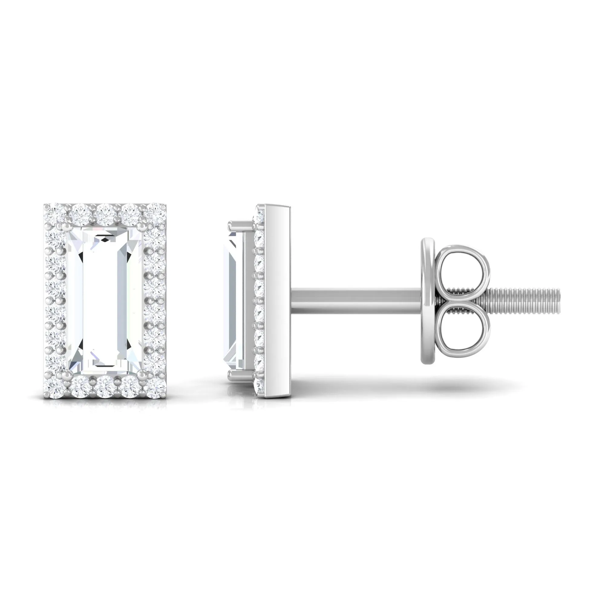 1.25 CT Classic Zircon Halo Stud Earrings in Gold