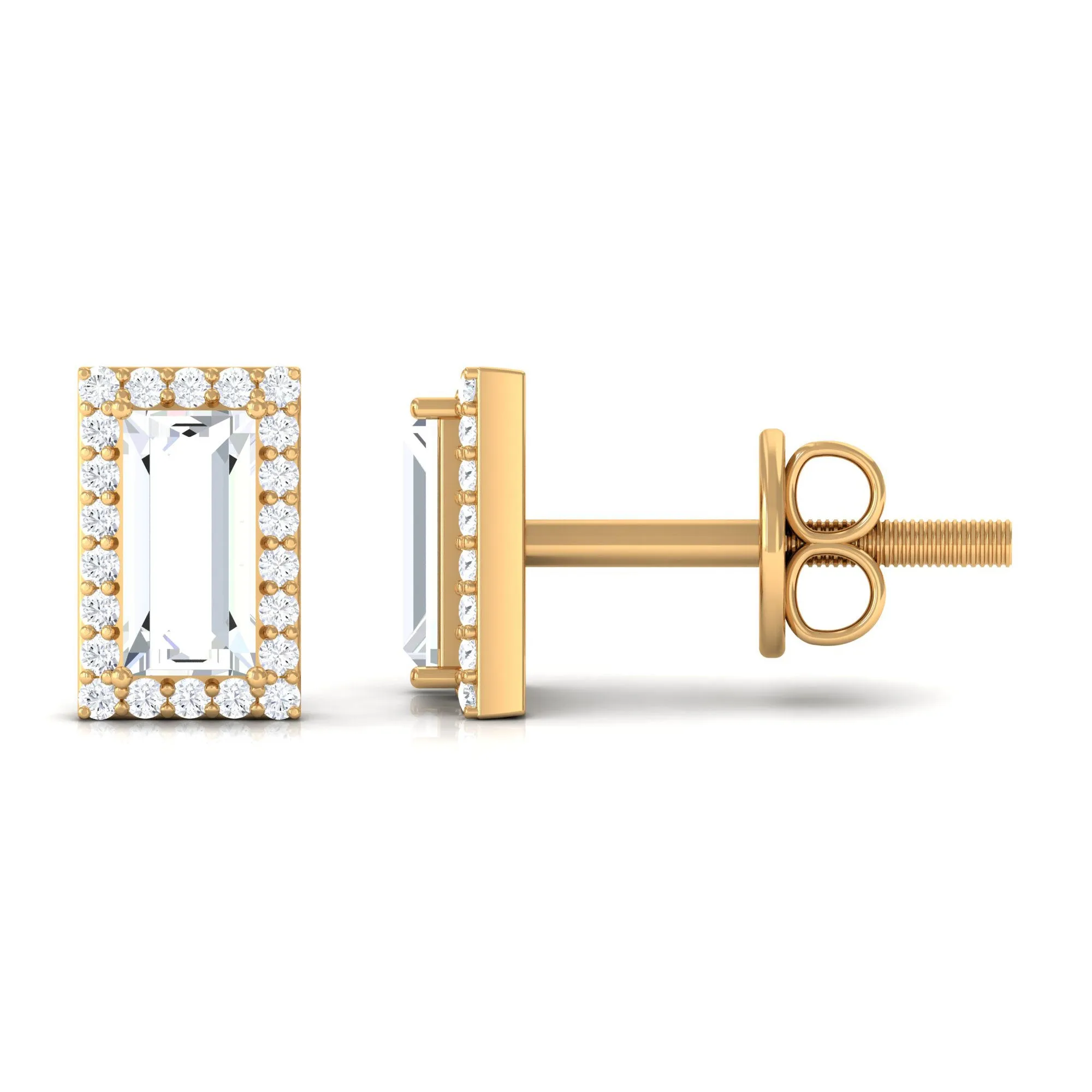 1.25 CT Classic Zircon Halo Stud Earrings in Gold