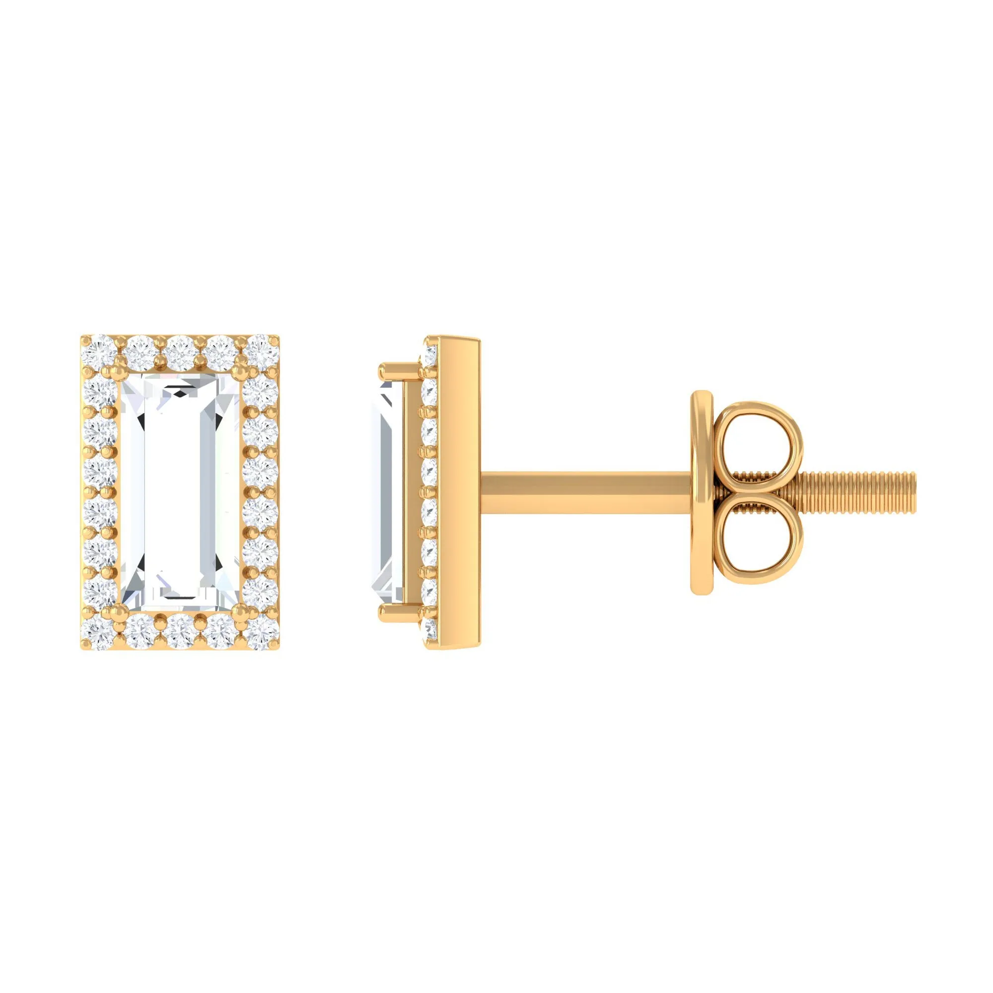 1.25 CT Classic Zircon Halo Stud Earrings in Gold
