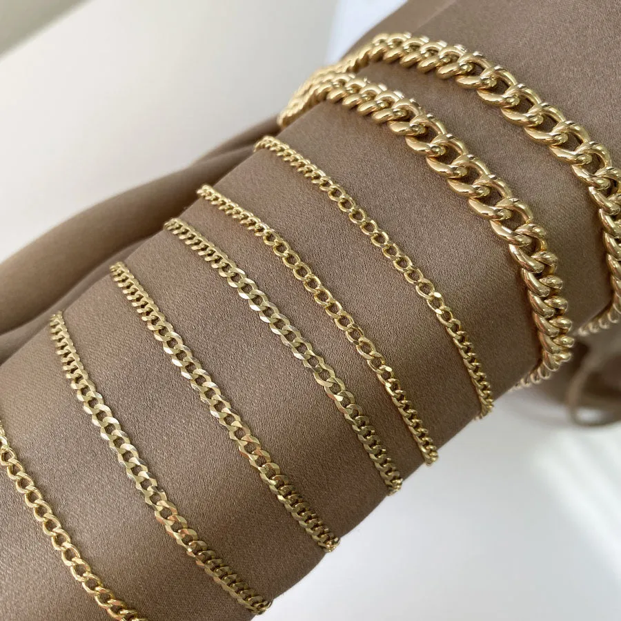 14K Diamond Cut Cuban Link Chain Bracelet