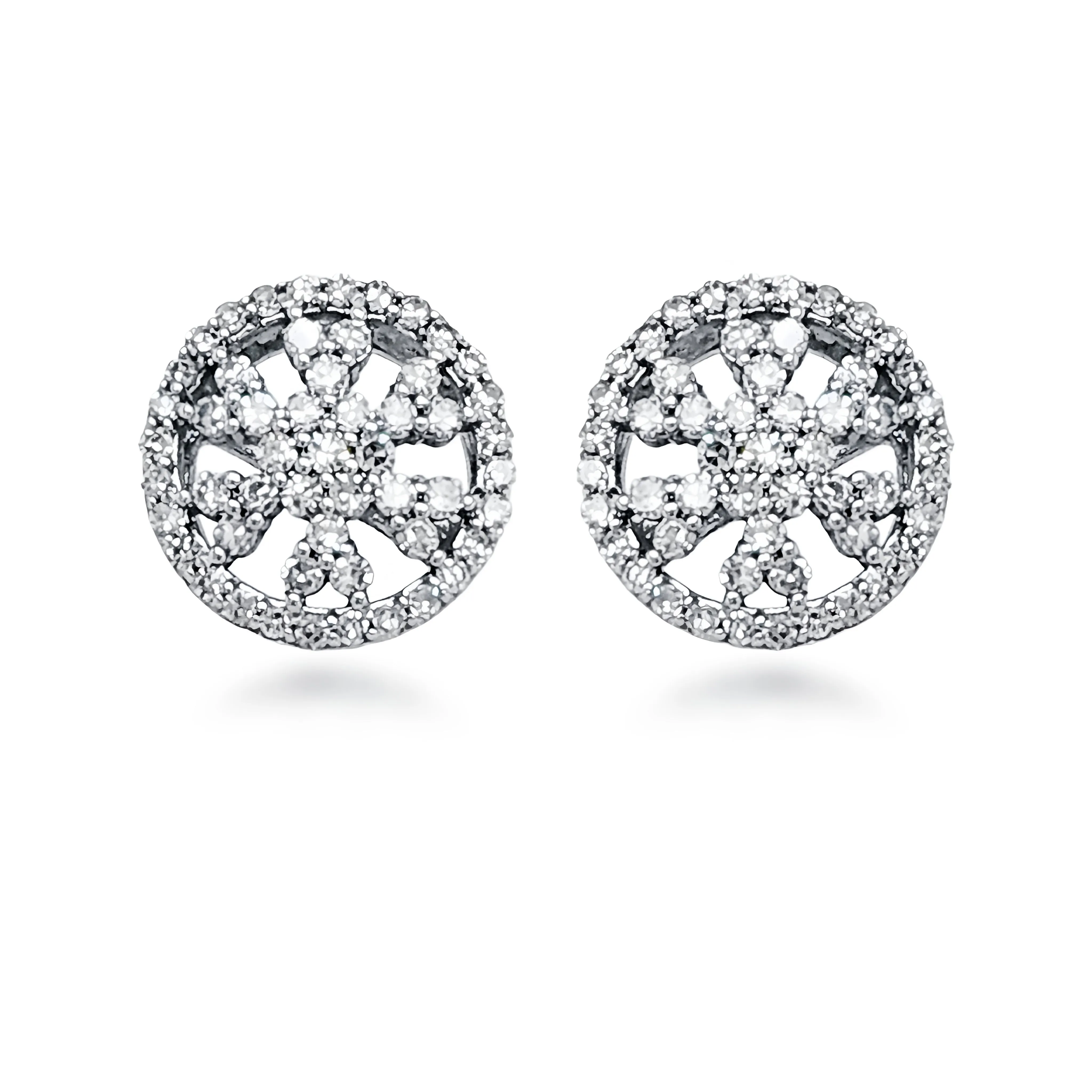 14K Gold And Diamond Round Stud Earring