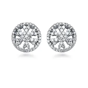 14K Gold And Diamond Round Stud Earring