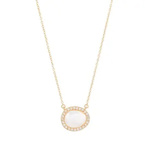 14k Gold Vermeil Moonstone Halo Necklace