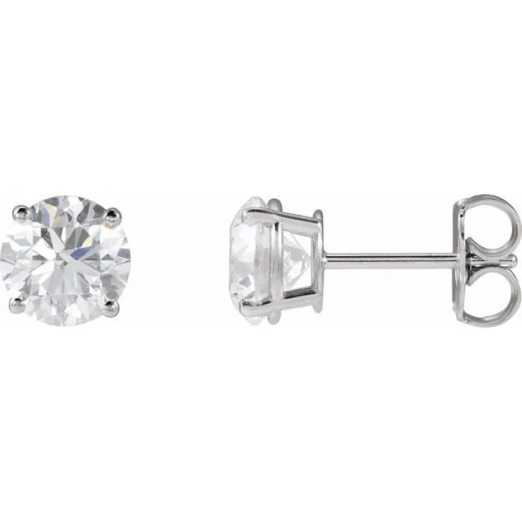 14K White 6 mm Natural Blue Zircon Stud Earrings