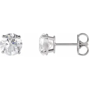 14K White 6 mm Natural Blue Zircon Stud Earrings