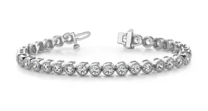 14K White Gold Diamond Milgrain Bezel Tennis Bracelet