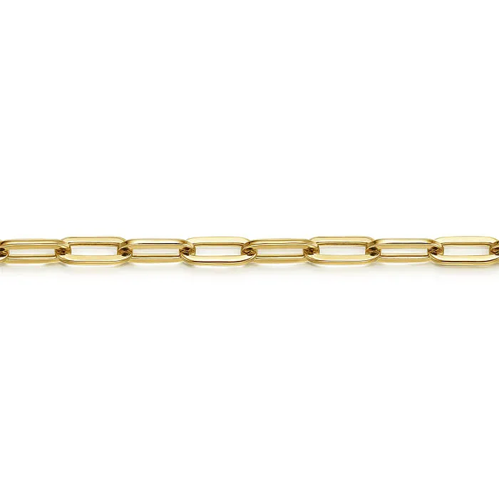 14K Yellow Gold Hollow Paperclip Chain Bracelet