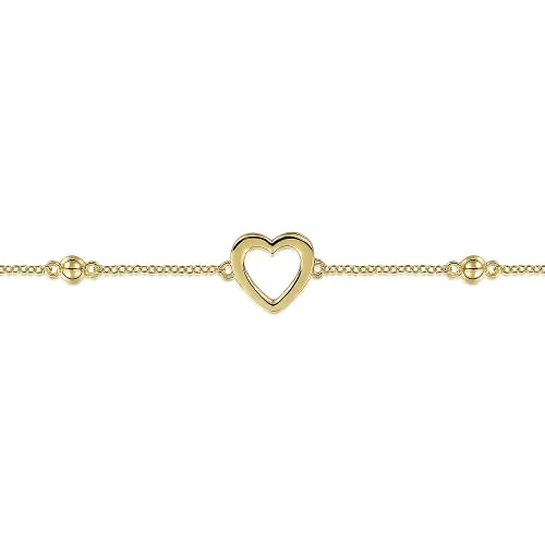14K Yellow Gold Open Heart Bujukan Chain Bracelet