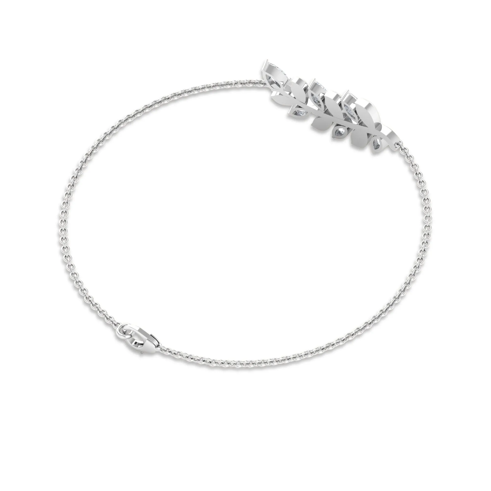 1.50 CT Marquise and Pear Cut Zircon Leaf Chain Bracelet