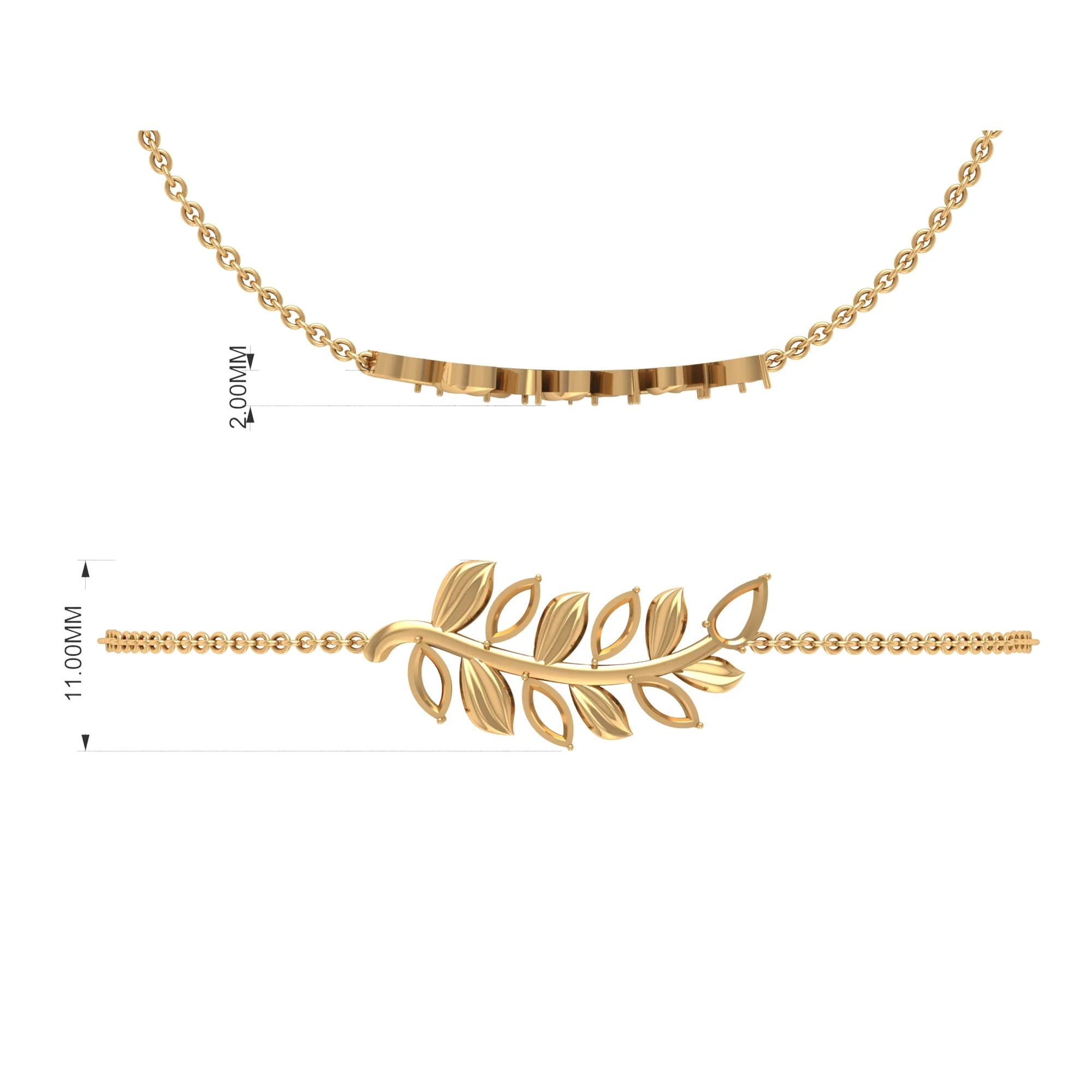 1.50 CT Marquise and Pear Cut Zircon Leaf Chain Bracelet