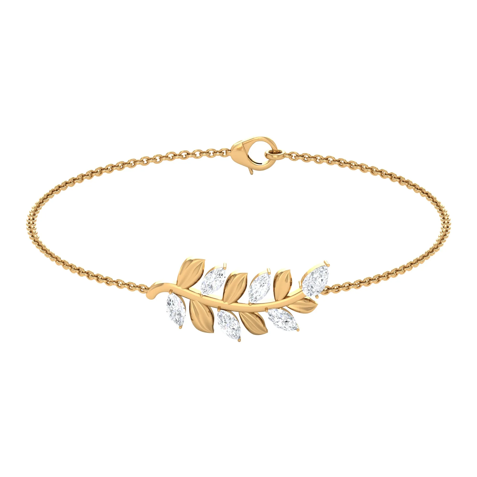 1.50 CT Marquise and Pear Cut Zircon Leaf Chain Bracelet