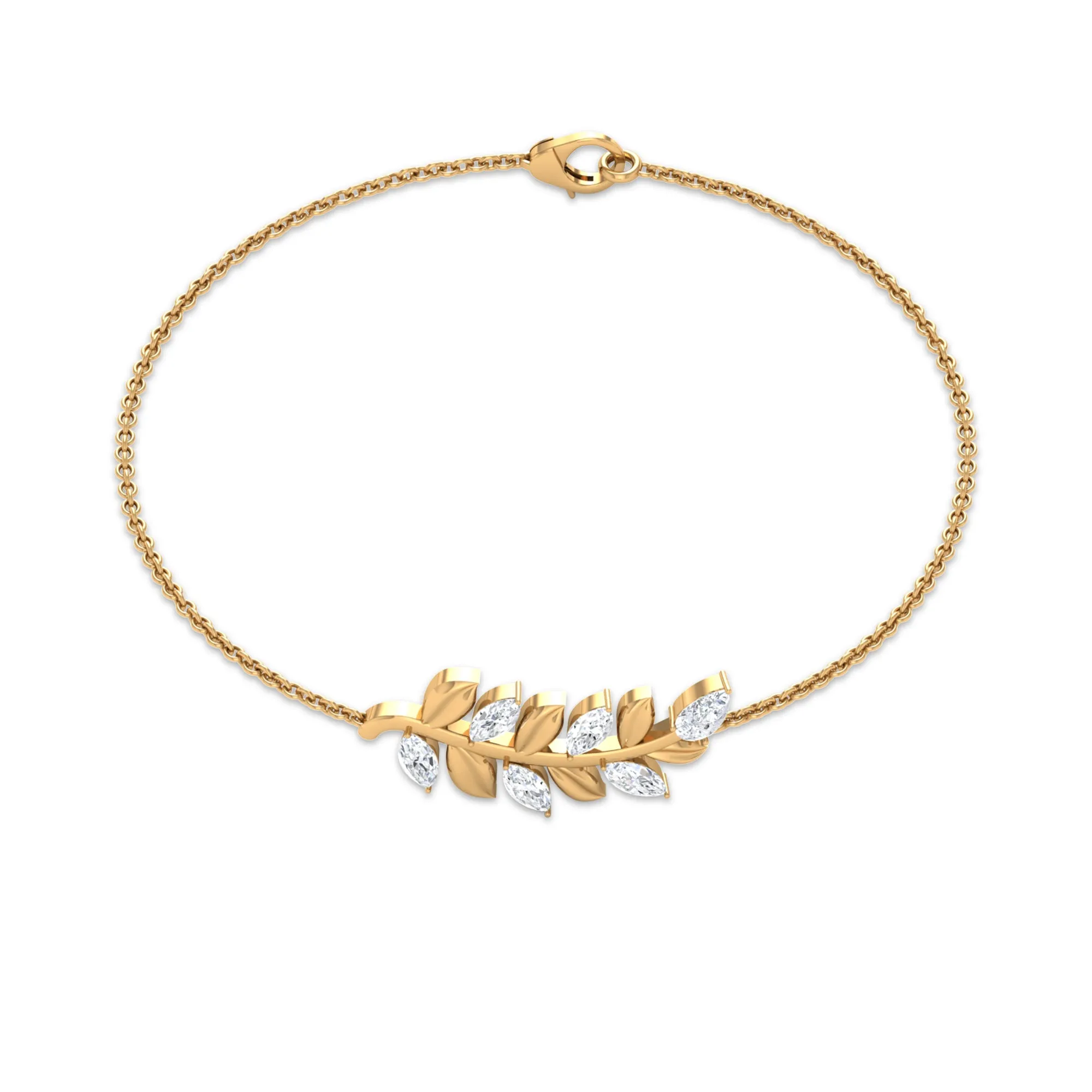 1.50 CT Marquise and Pear Cut Zircon Leaf Chain Bracelet