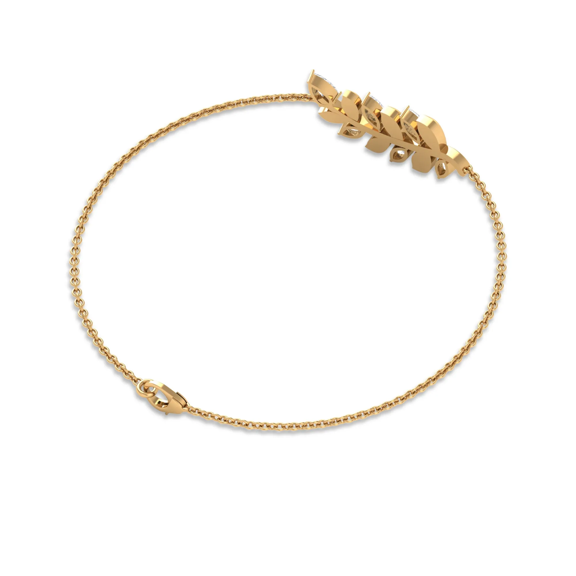 1.50 CT Marquise and Pear Cut Zircon Leaf Chain Bracelet
