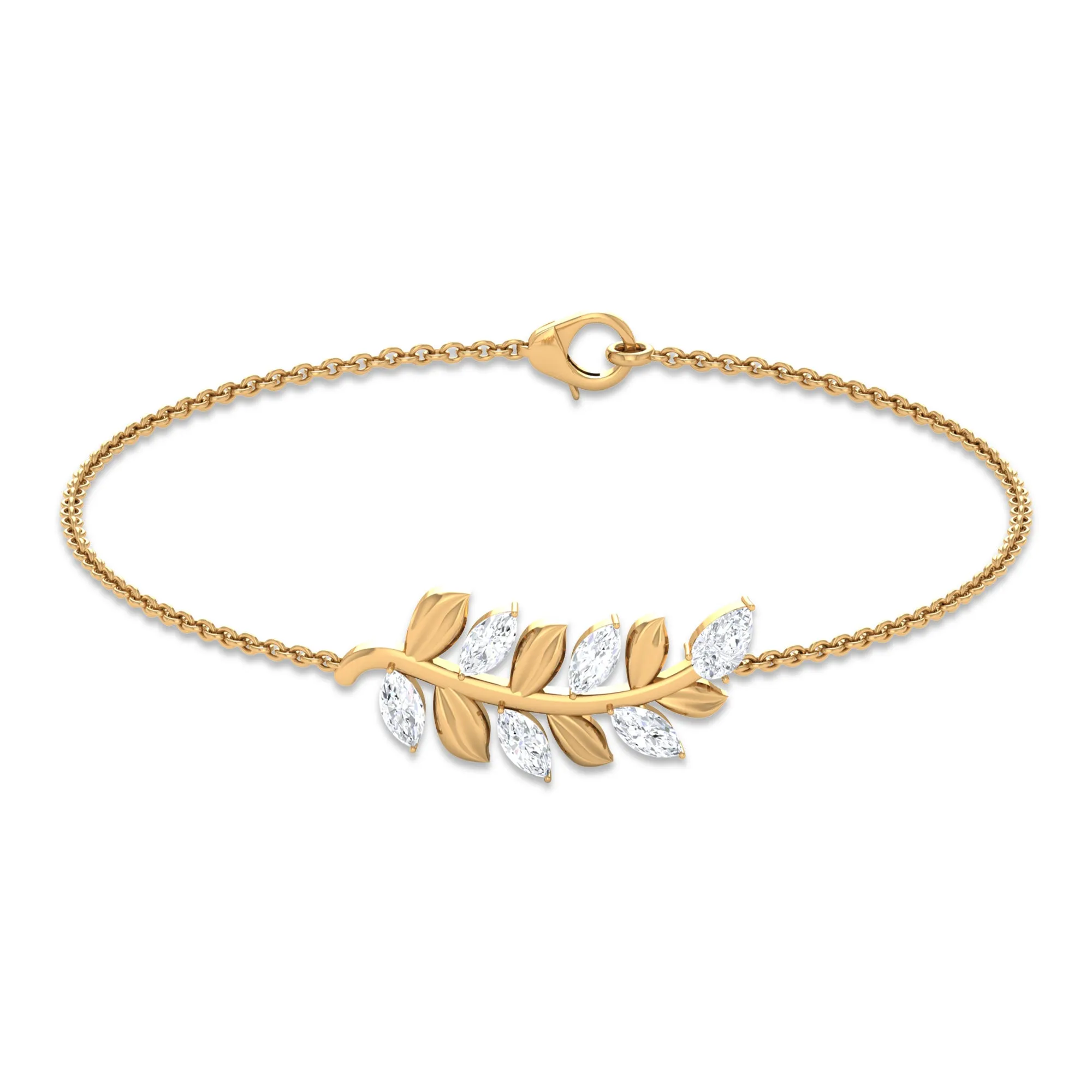 1.50 CT Marquise and Pear Cut Zircon Leaf Chain Bracelet