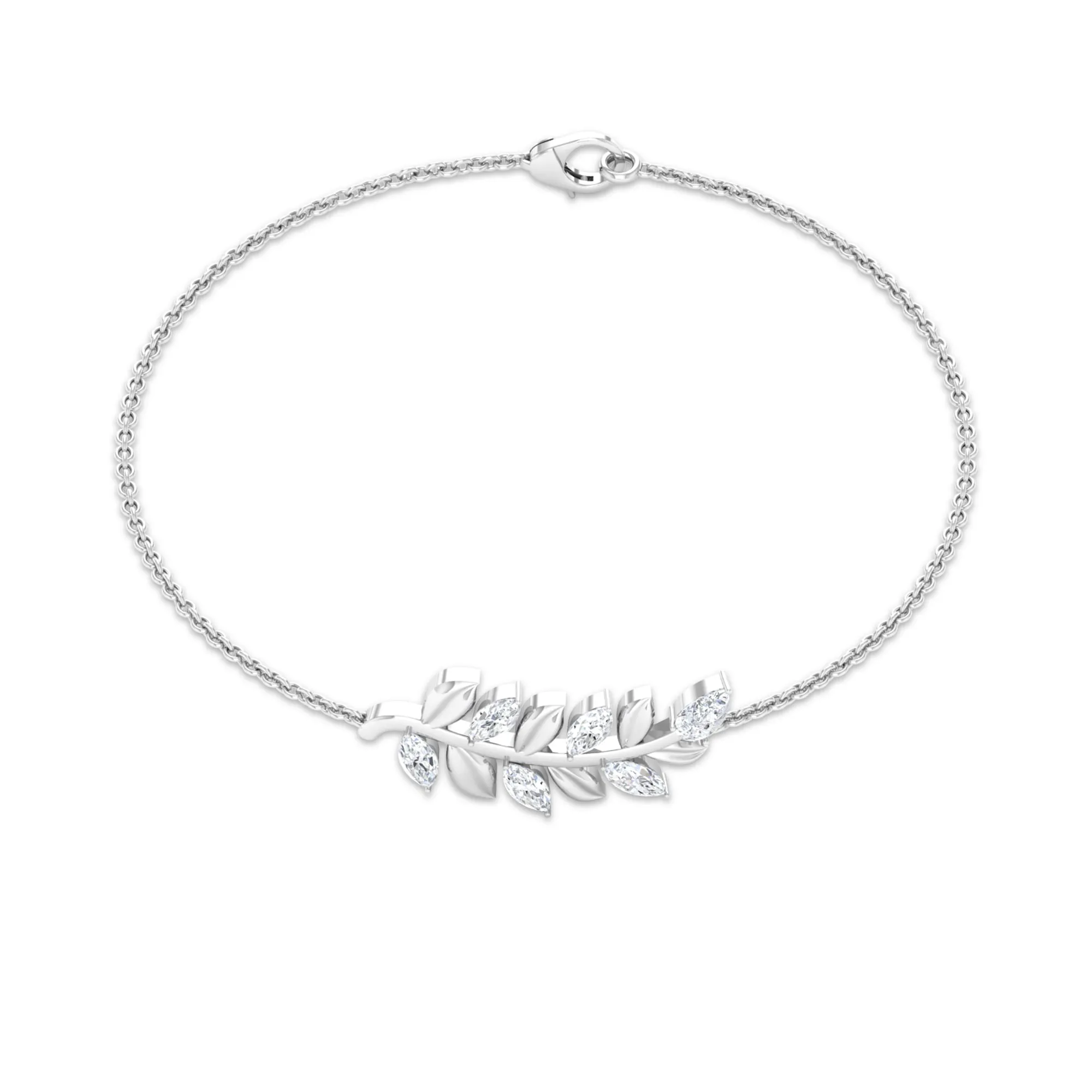 1.50 CT Marquise and Pear Cut Zircon Leaf Chain Bracelet