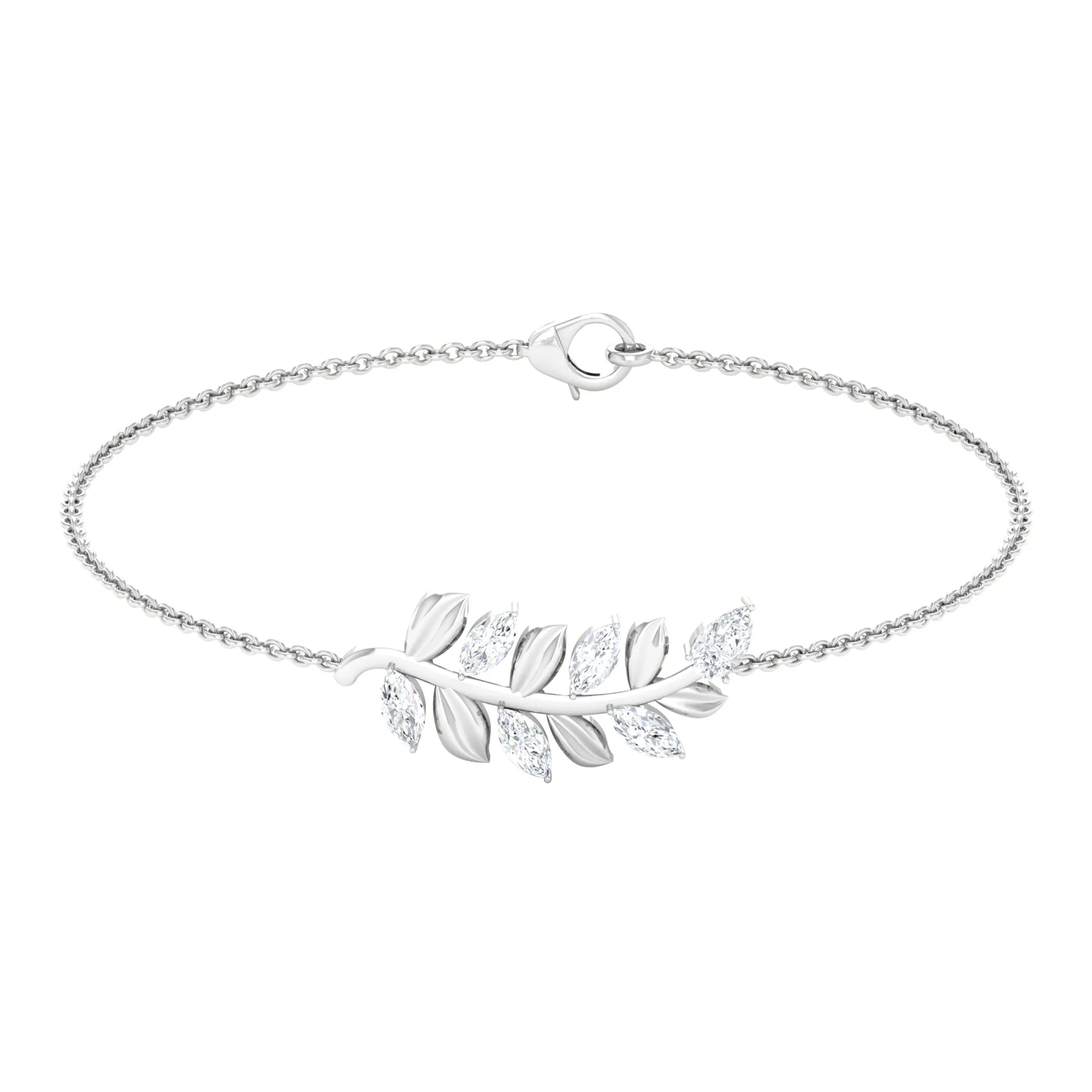 1.50 CT Marquise and Pear Cut Zircon Leaf Chain Bracelet