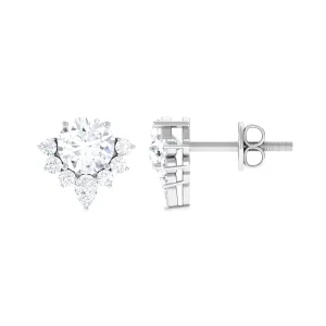 1.50 CT Round and Pear Cut Zircon Stud Earrings with Half Halo
