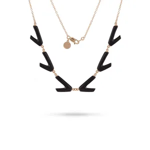 17-18" Black Coral Necklace in Gold