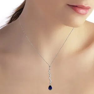 1.79 Carat 14K Solid White Gold Let Live Sapphire Diamond Necklace
