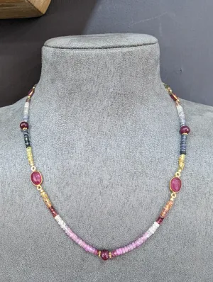 18ct Gold Vermeil Sapphire and Ruby Necklace