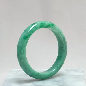 32855 55.5mm Apple Green with Bright Green Florals Jadeite Bangle