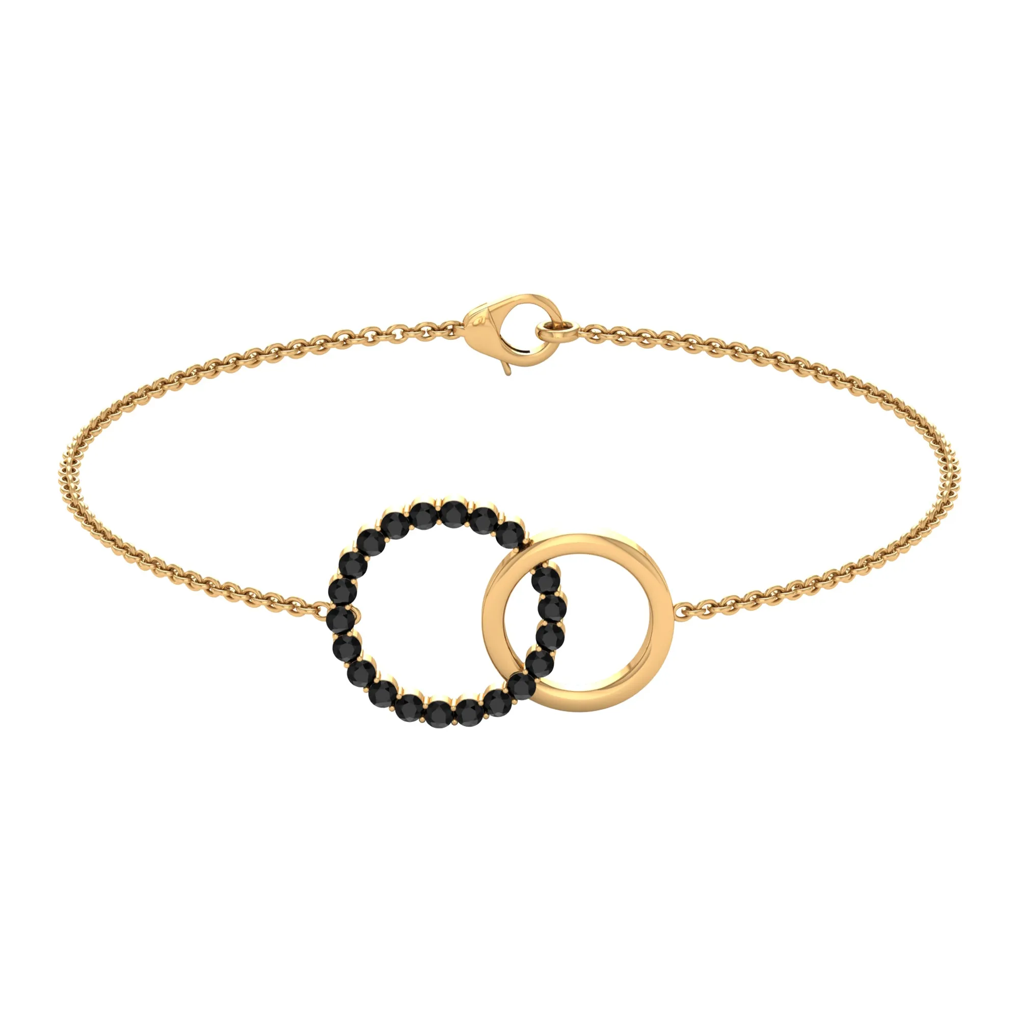 3/4 CT Prong Set Round Cut Black Diamond Eternity Interlock Chain Bracelet