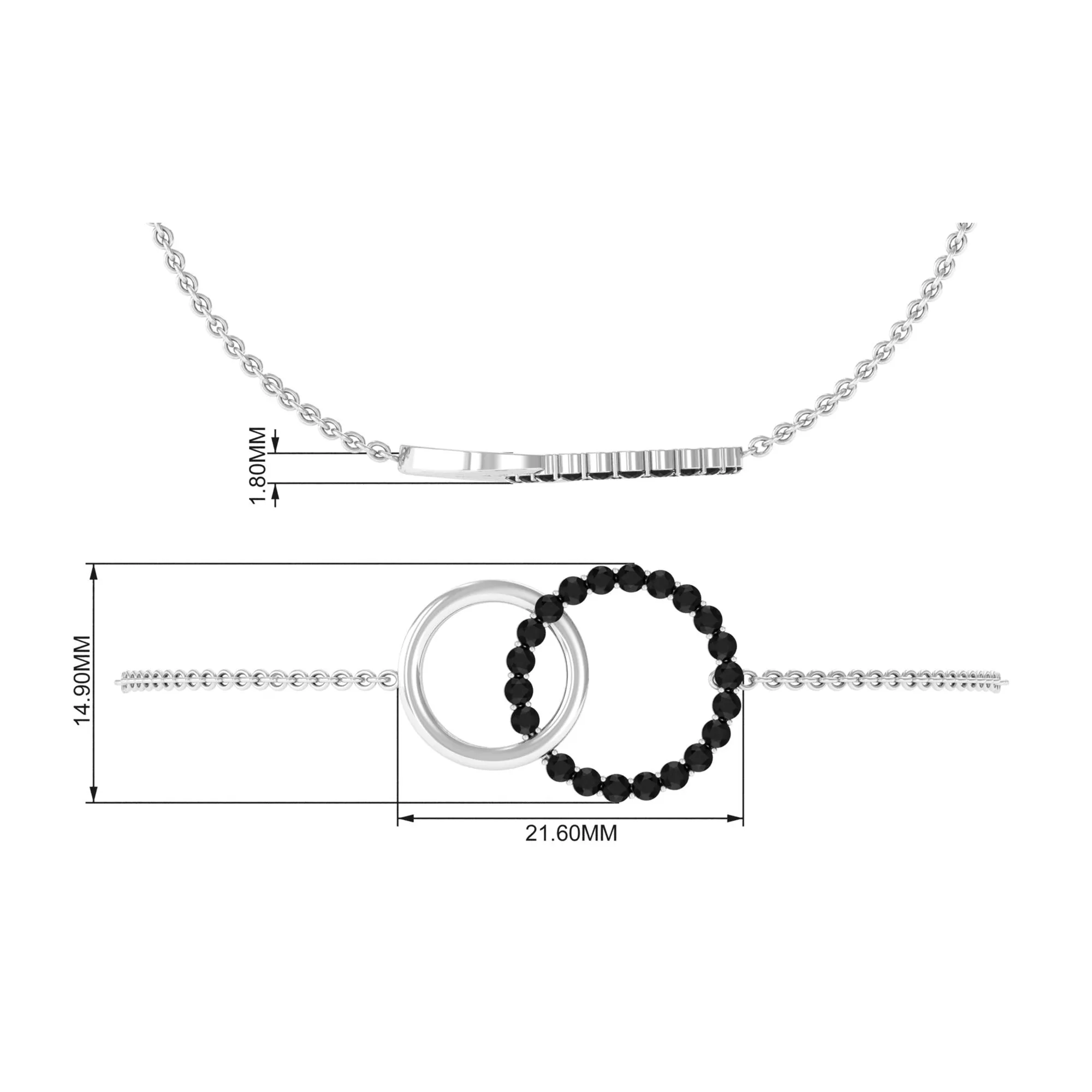 3/4 CT Prong Set Round Cut Black Diamond Eternity Interlock Chain Bracelet
