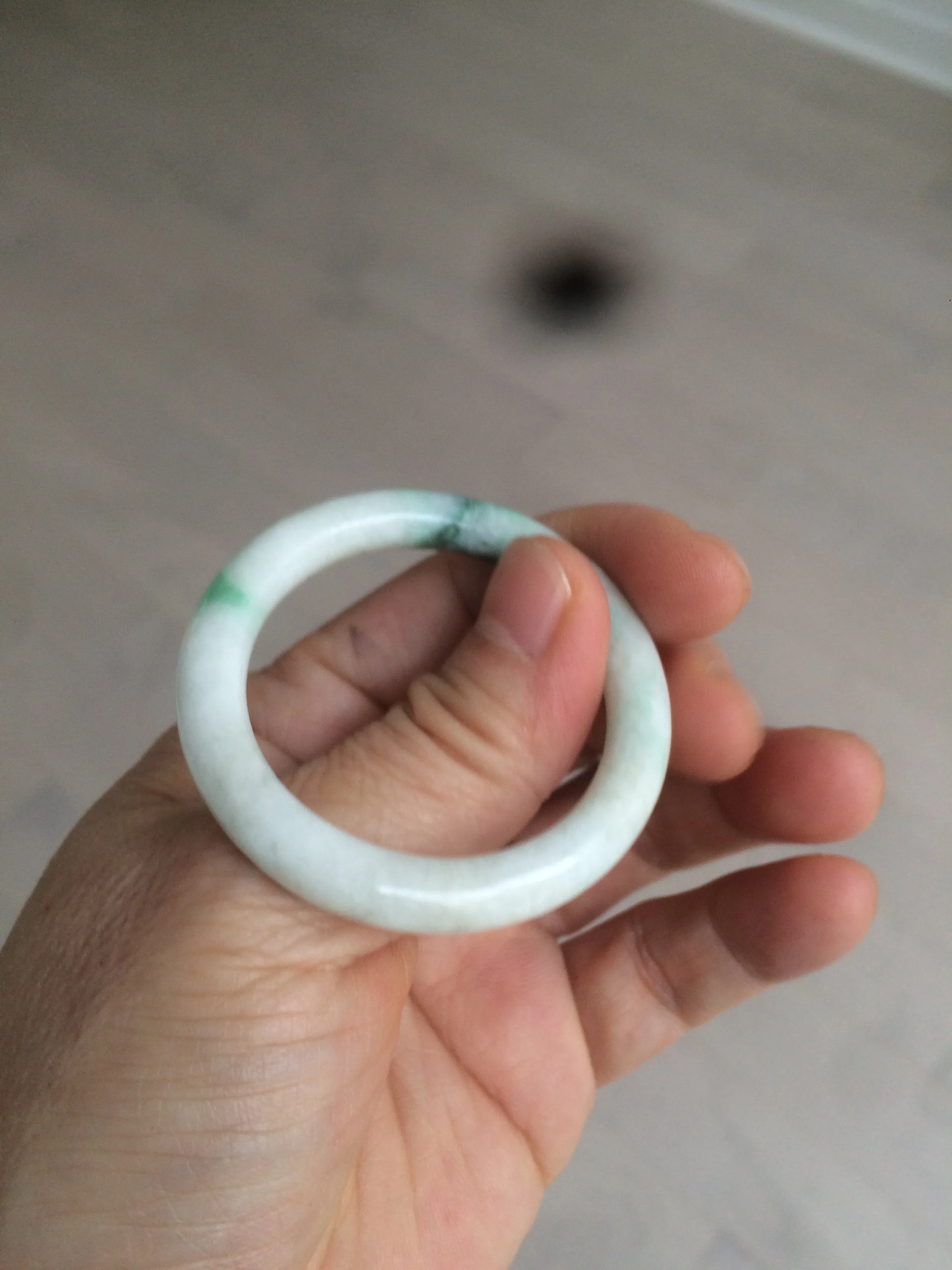 35-38mm Type A 100% Natural sunny green/white Jadeite Jade kids bangle /scarf button group BF100