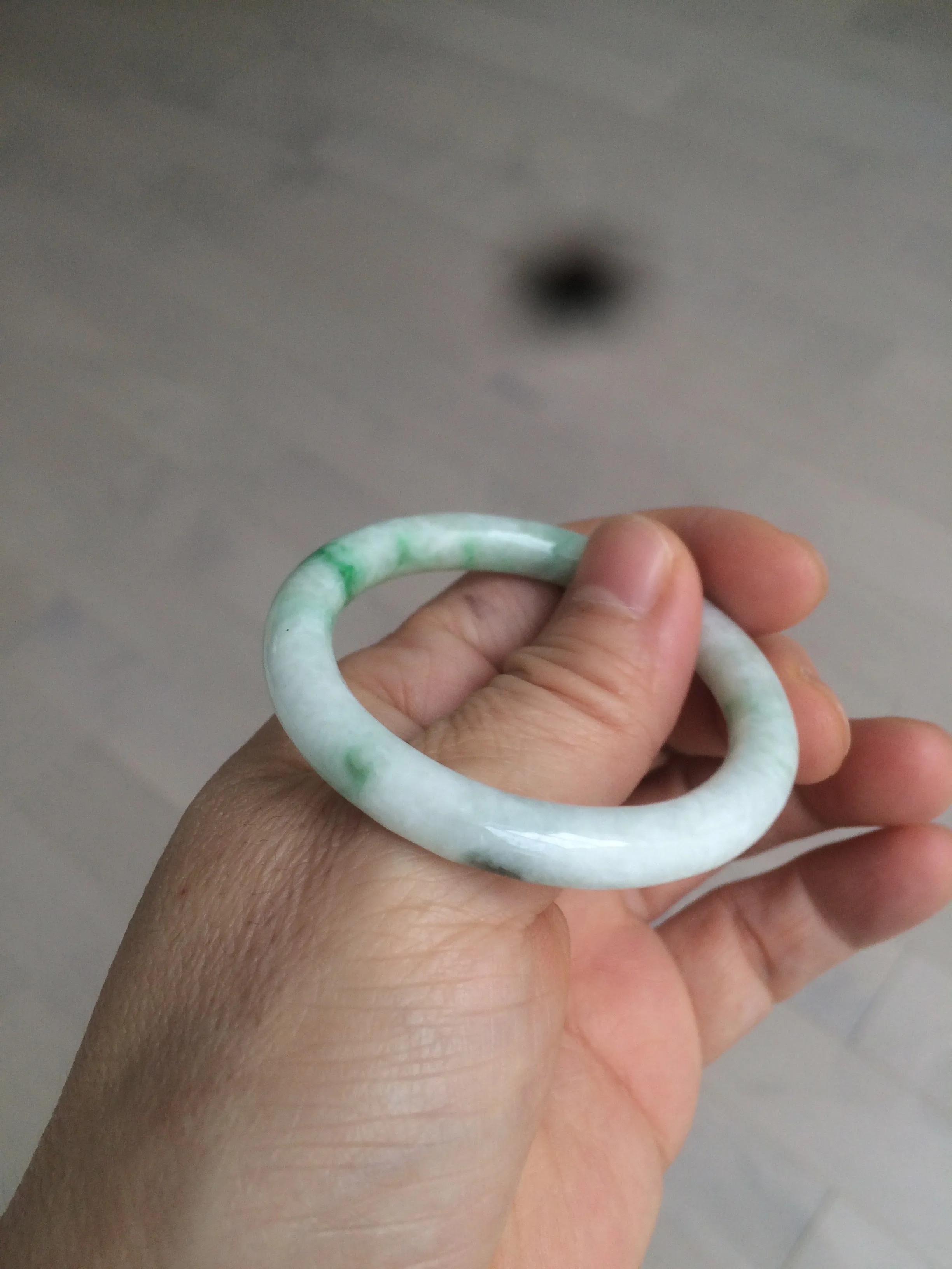 35-38mm Type A 100% Natural sunny green/white Jadeite Jade kids bangle /scarf button group BF100