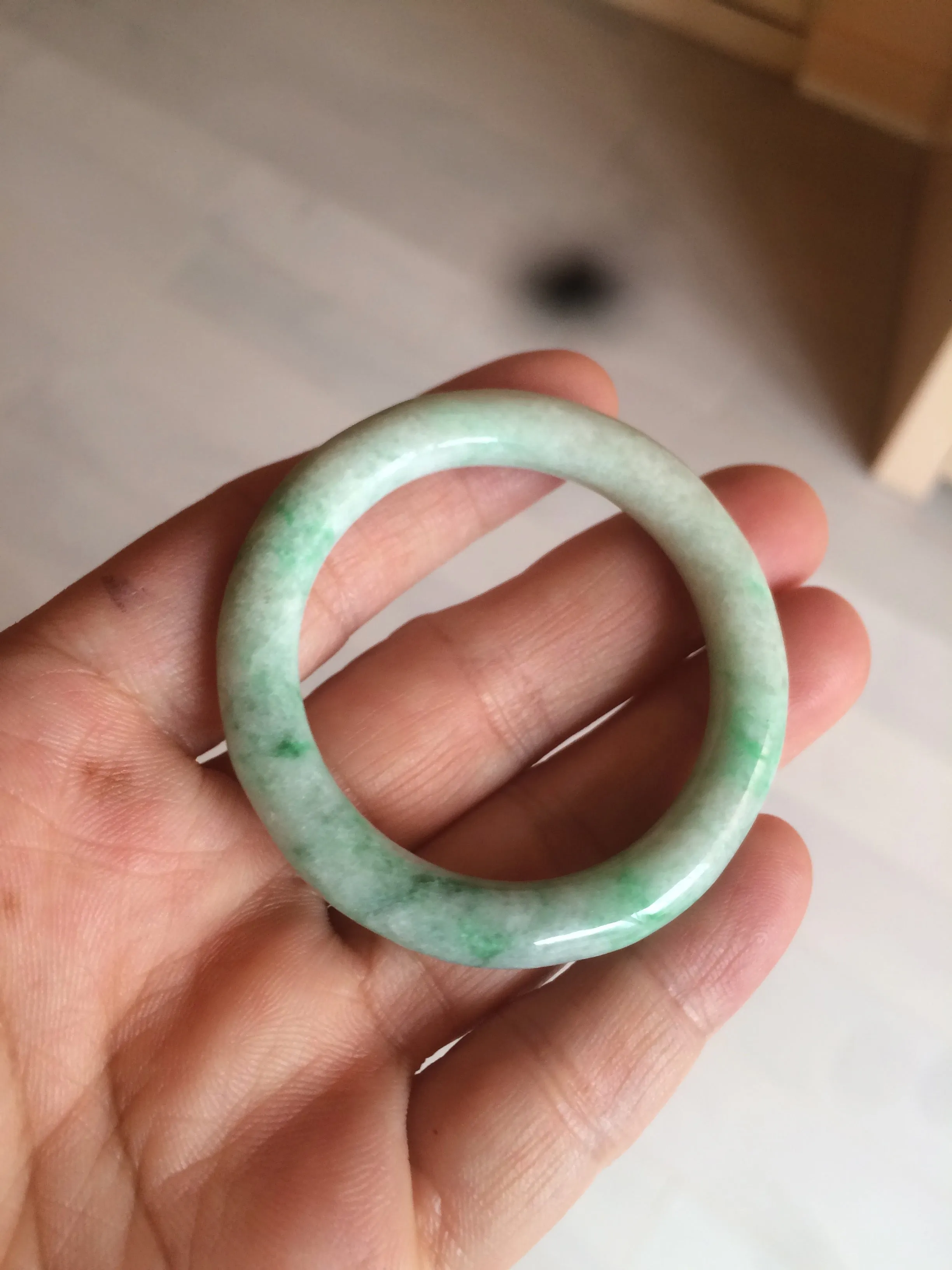 35-38mm Type A 100% Natural sunny green/white Jadeite Jade kids bangle /scarf button group BF100