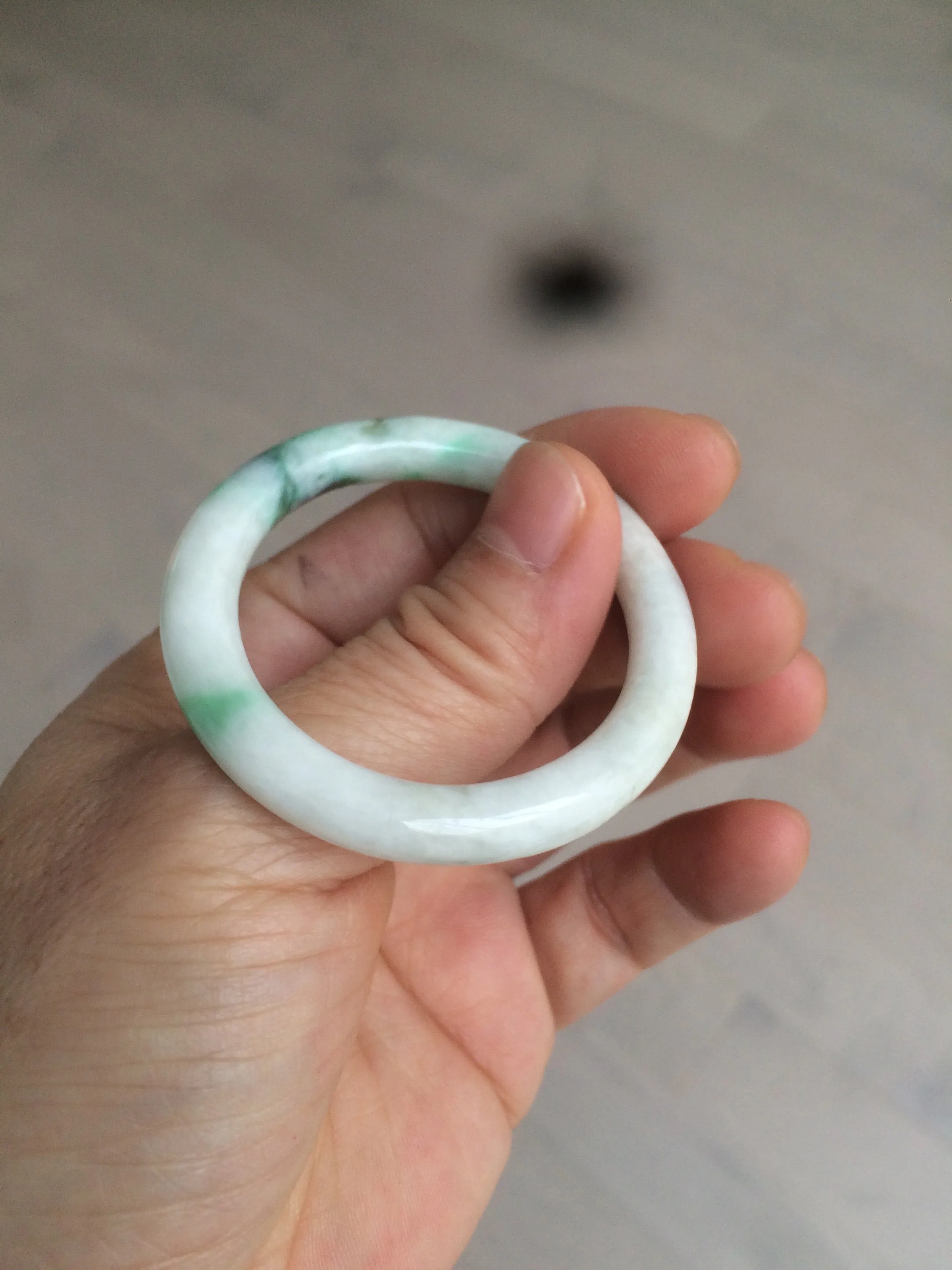 35-38mm Type A 100% Natural sunny green/white Jadeite Jade kids bangle /scarf button group BF100
