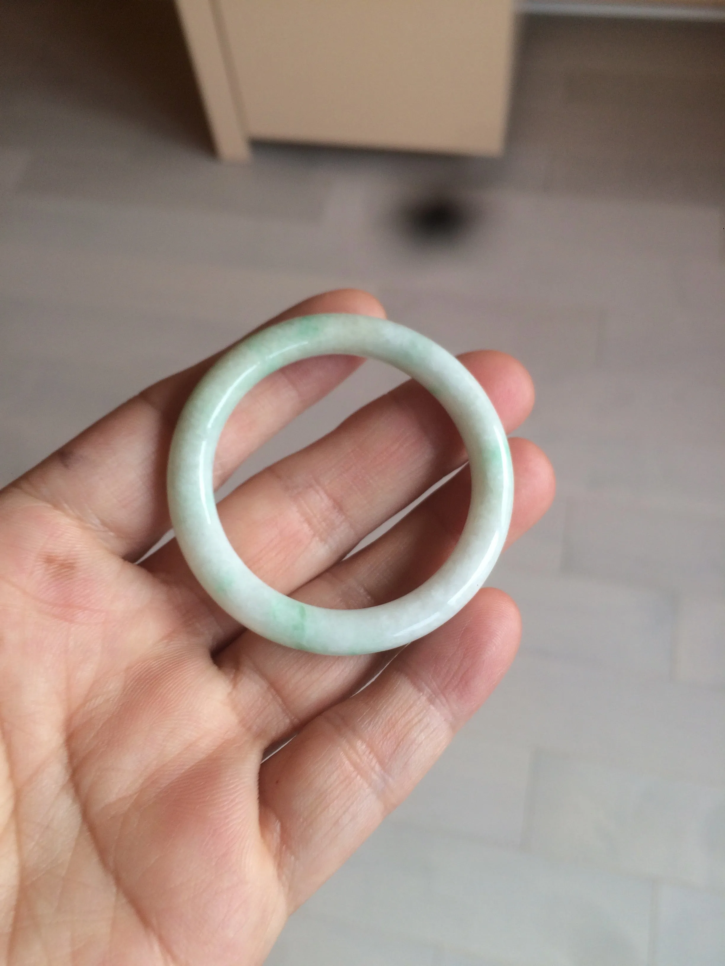 35-38mm Type A 100% Natural sunny green/white Jadeite Jade kids bangle /scarf button group BF100
