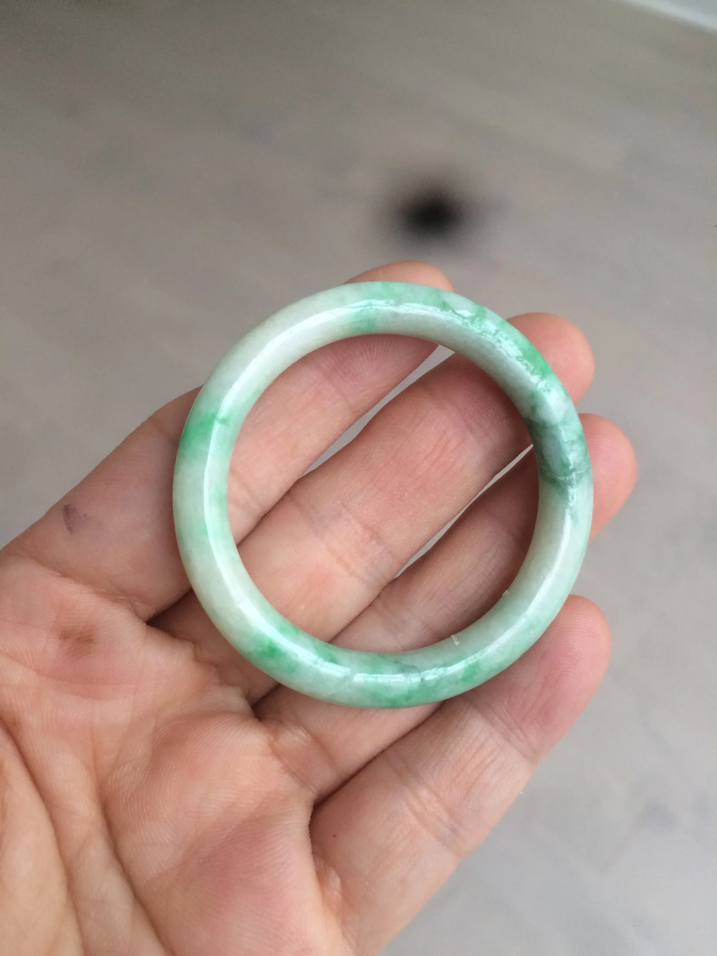 35-38mm Type A 100% Natural sunny green/white Jadeite Jade kids bangle /scarf button group BF100