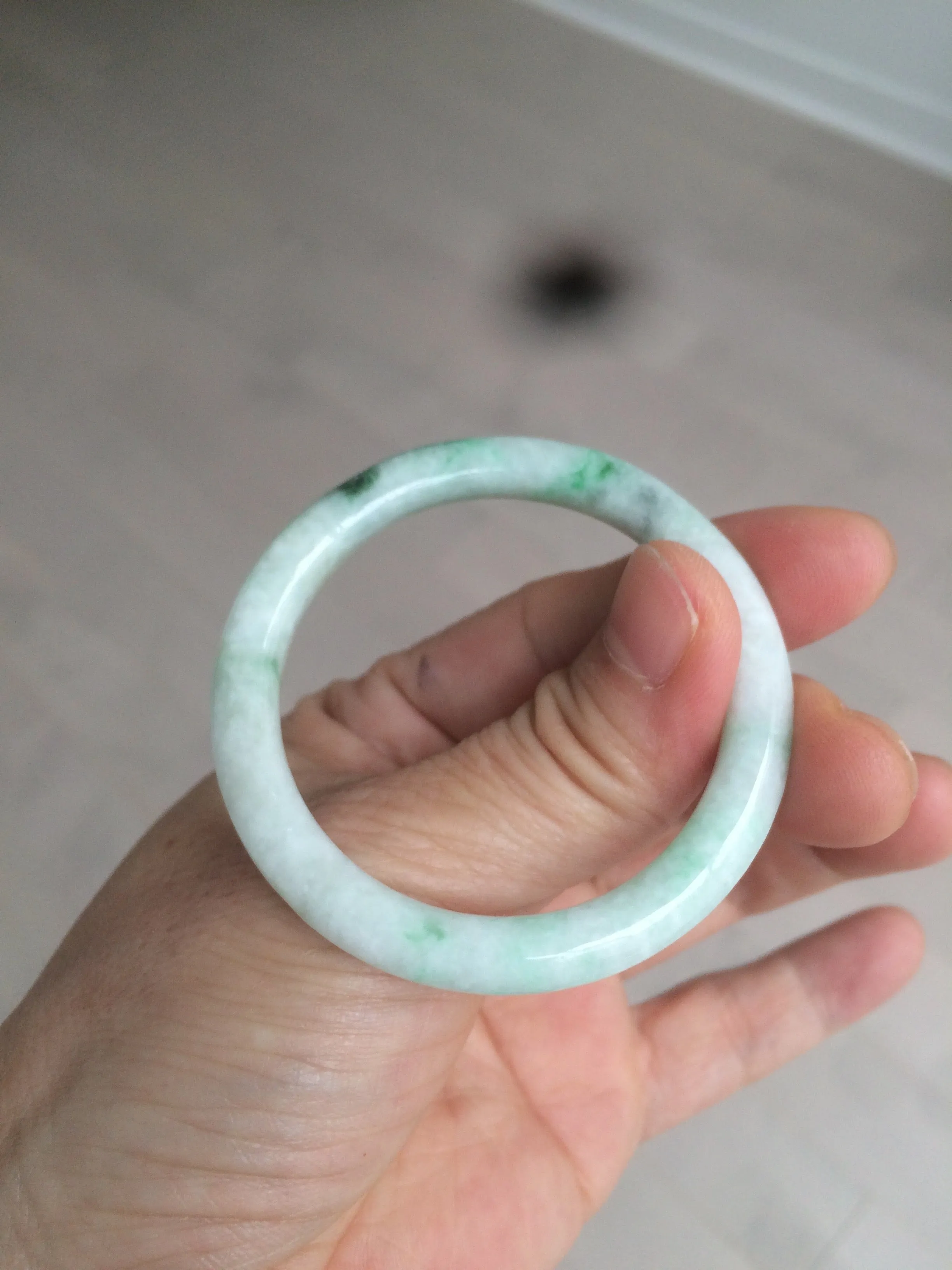 35-38mm Type A 100% Natural sunny green/white Jadeite Jade kids bangle /scarf button group BF100