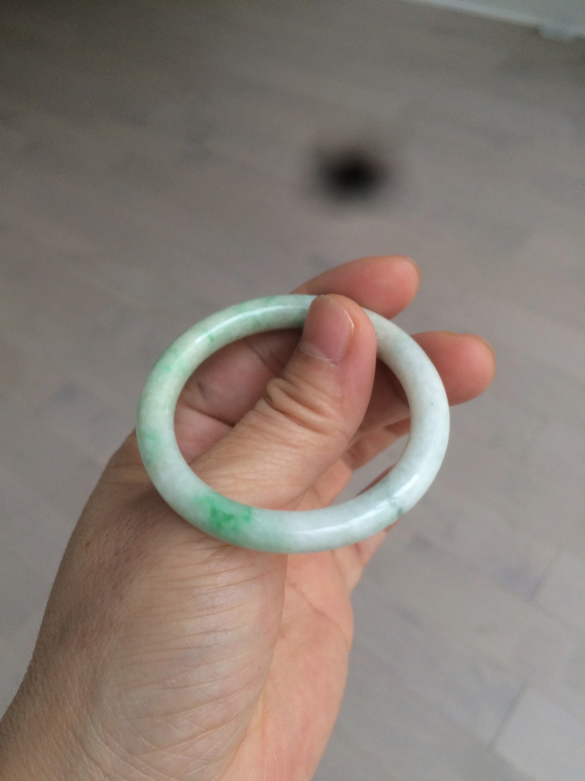 35-38mm Type A 100% Natural sunny green/white Jadeite Jade kids bangle /scarf button group BF100