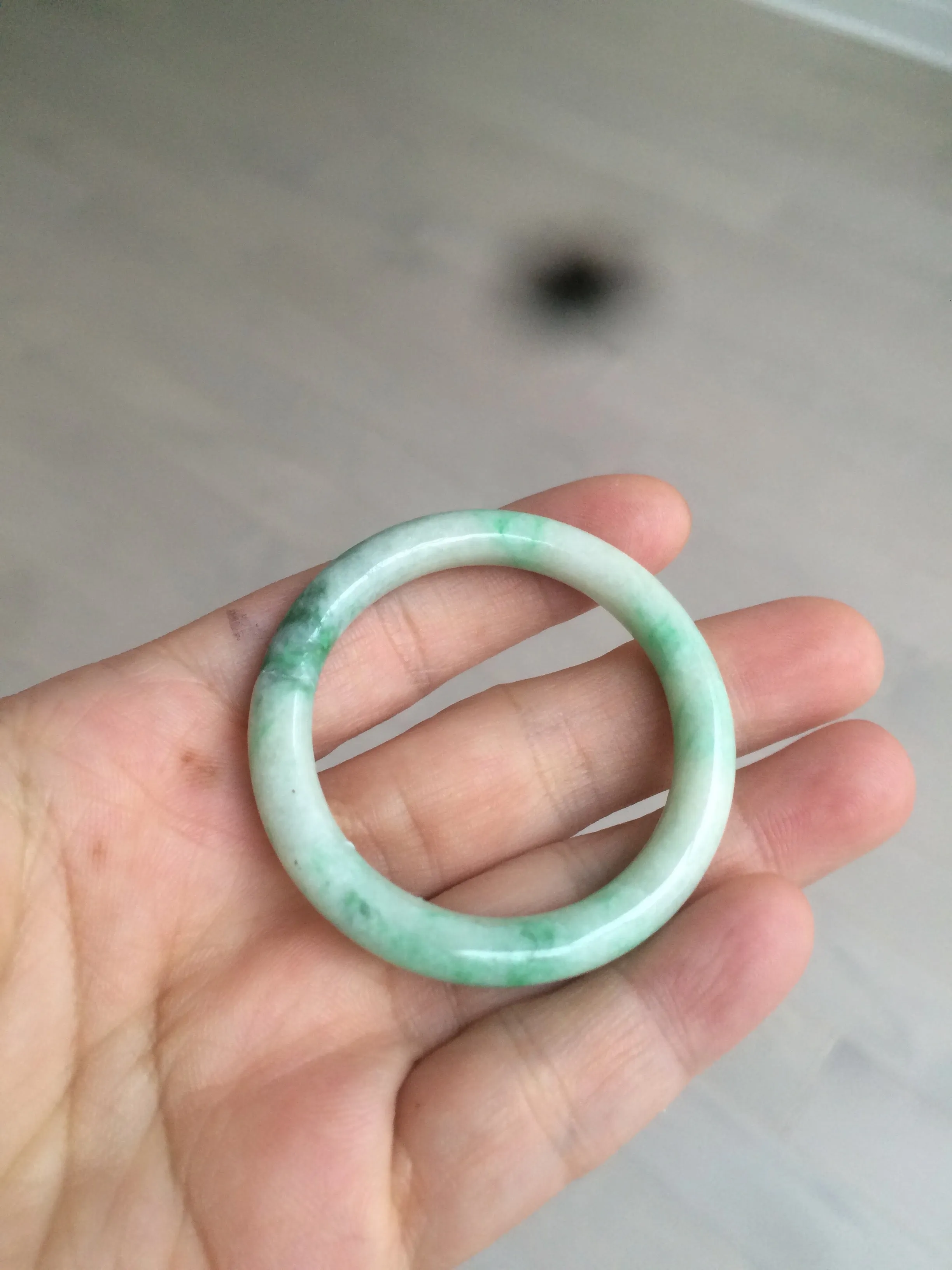 35-38mm Type A 100% Natural sunny green/white Jadeite Jade kids bangle /scarf button group BF100