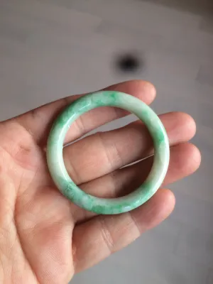 35-38mm Type A 100% Natural sunny green/white Jadeite Jade kids bangle /scarf button group BF100