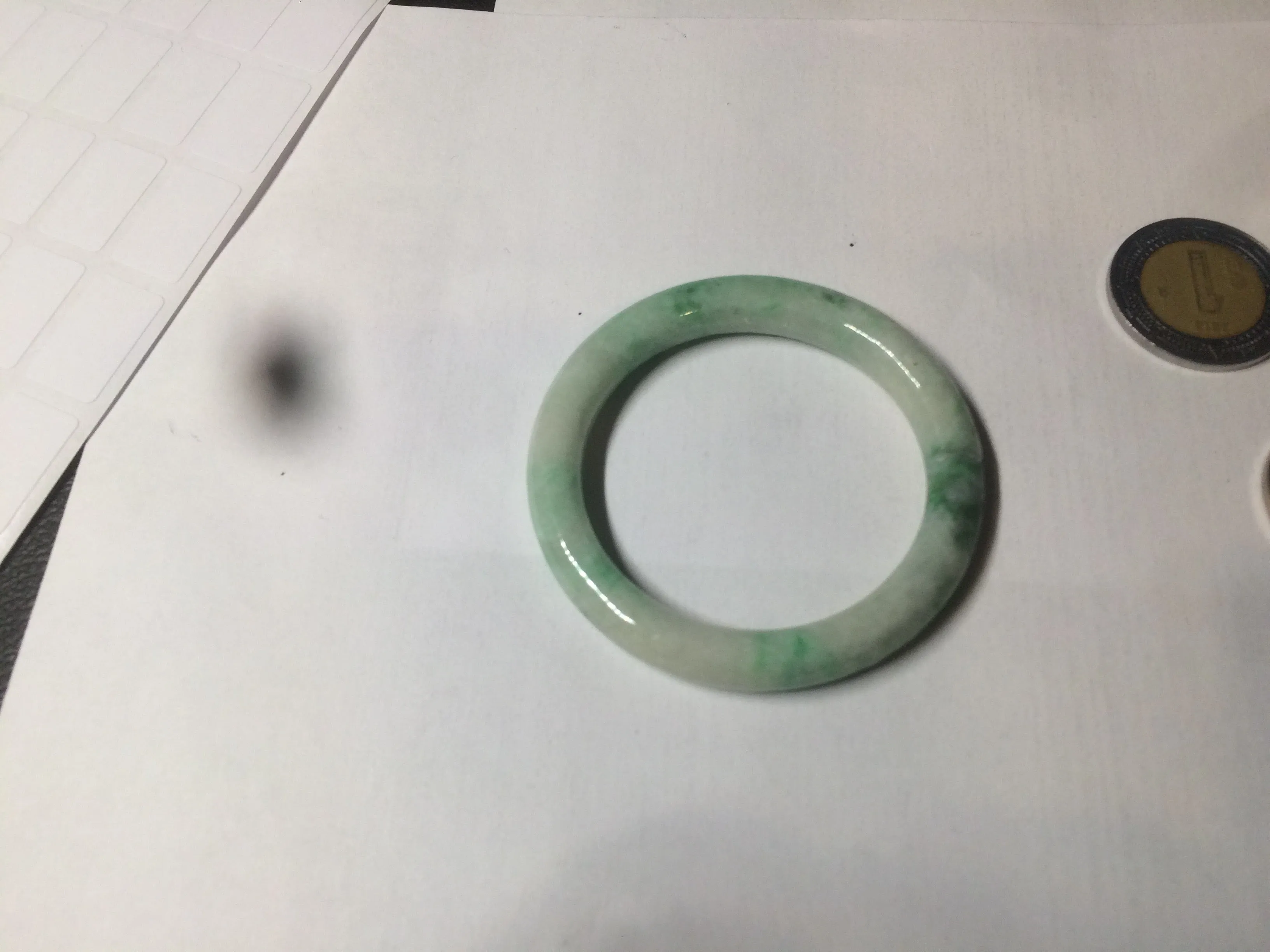 35-38mm Type A 100% Natural sunny green/white Jadeite Jade kids bangle /scarf button group BF100