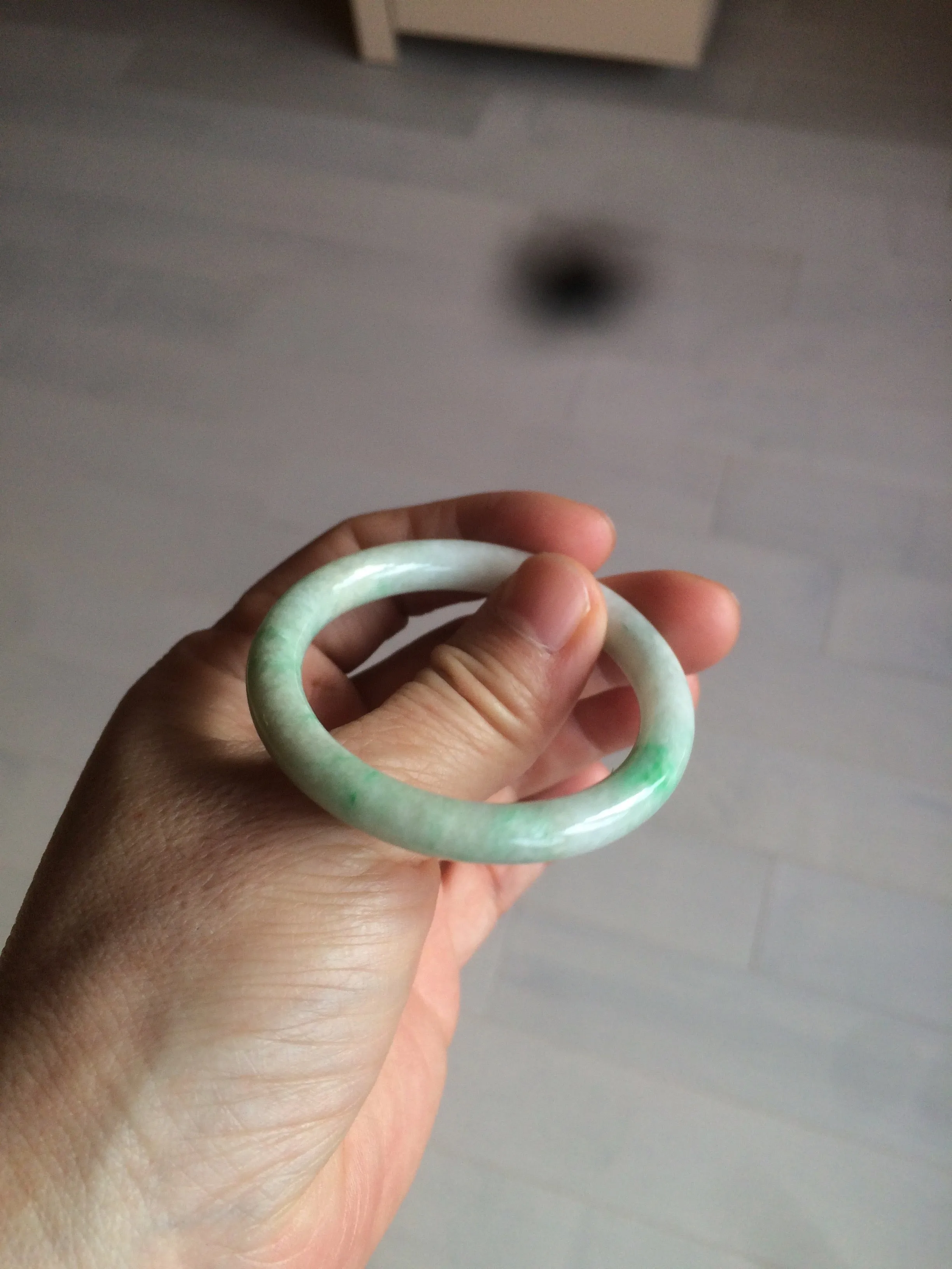 35-38mm Type A 100% Natural sunny green/white Jadeite Jade kids bangle /scarf button group BF100