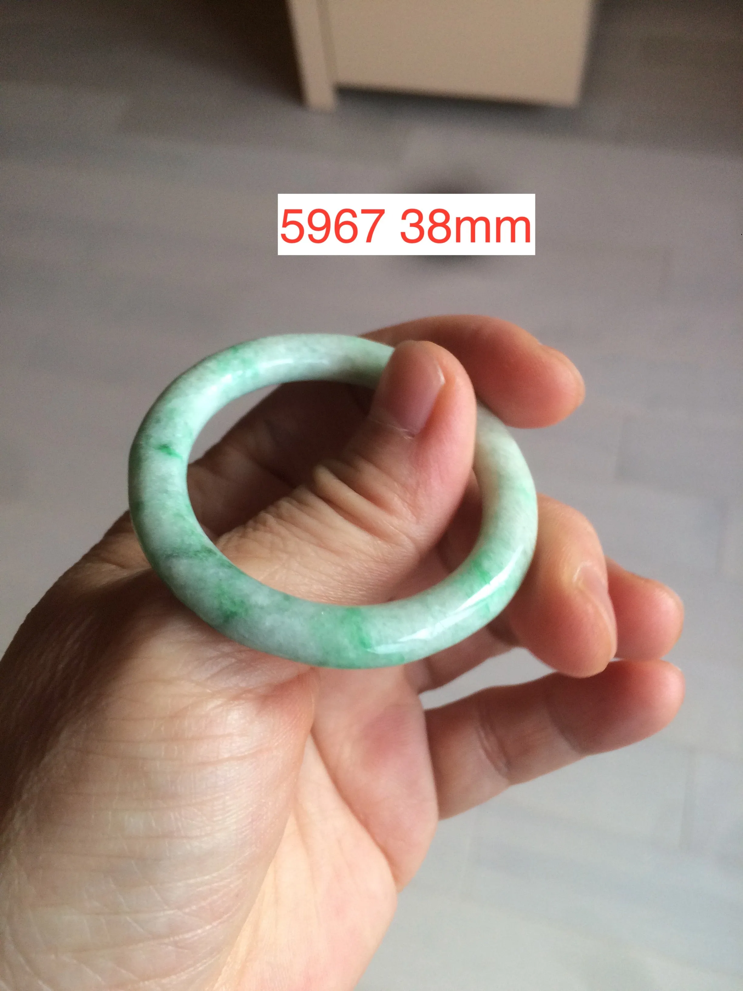 35-38mm Type A 100% Natural sunny green/white Jadeite Jade kids bangle /scarf button group BF100