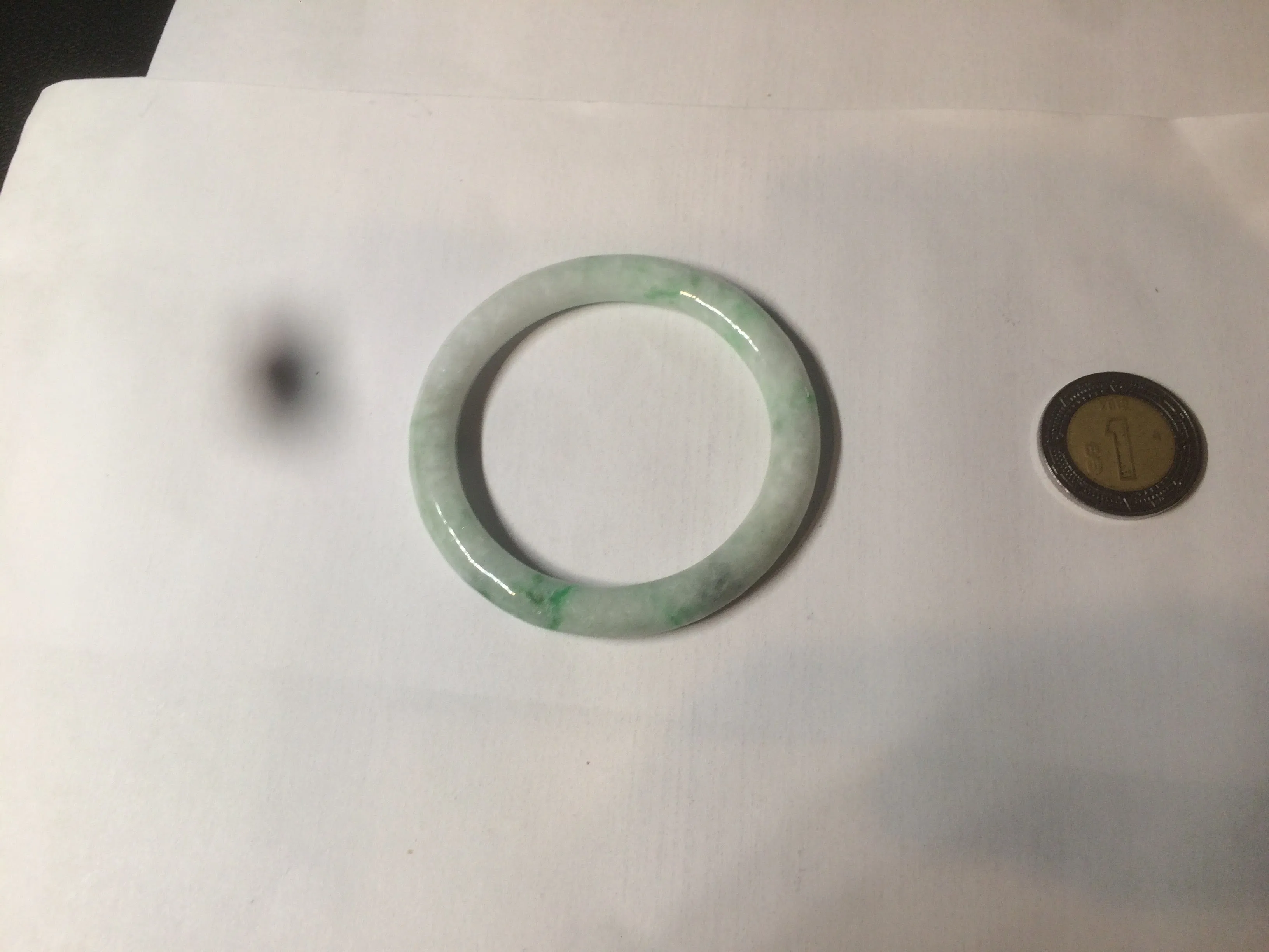 35-38mm Type A 100% Natural sunny green/white Jadeite Jade kids bangle /scarf button group BF100