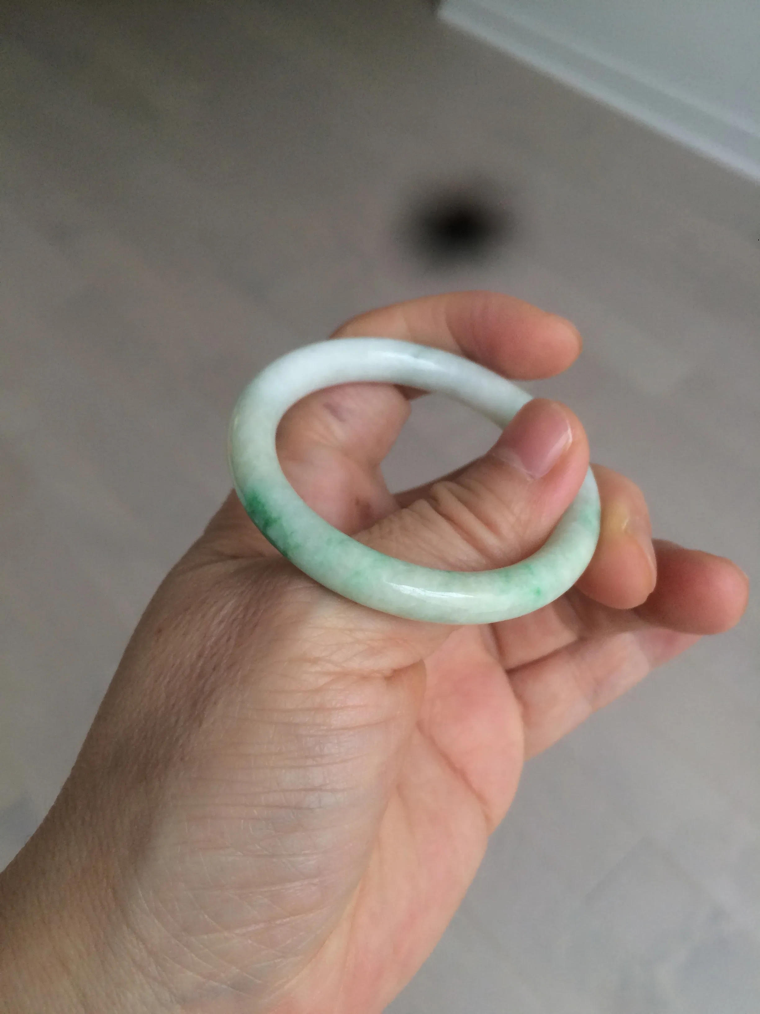35-38mm Type A 100% Natural sunny green/white Jadeite Jade kids bangle /scarf button group BF100
