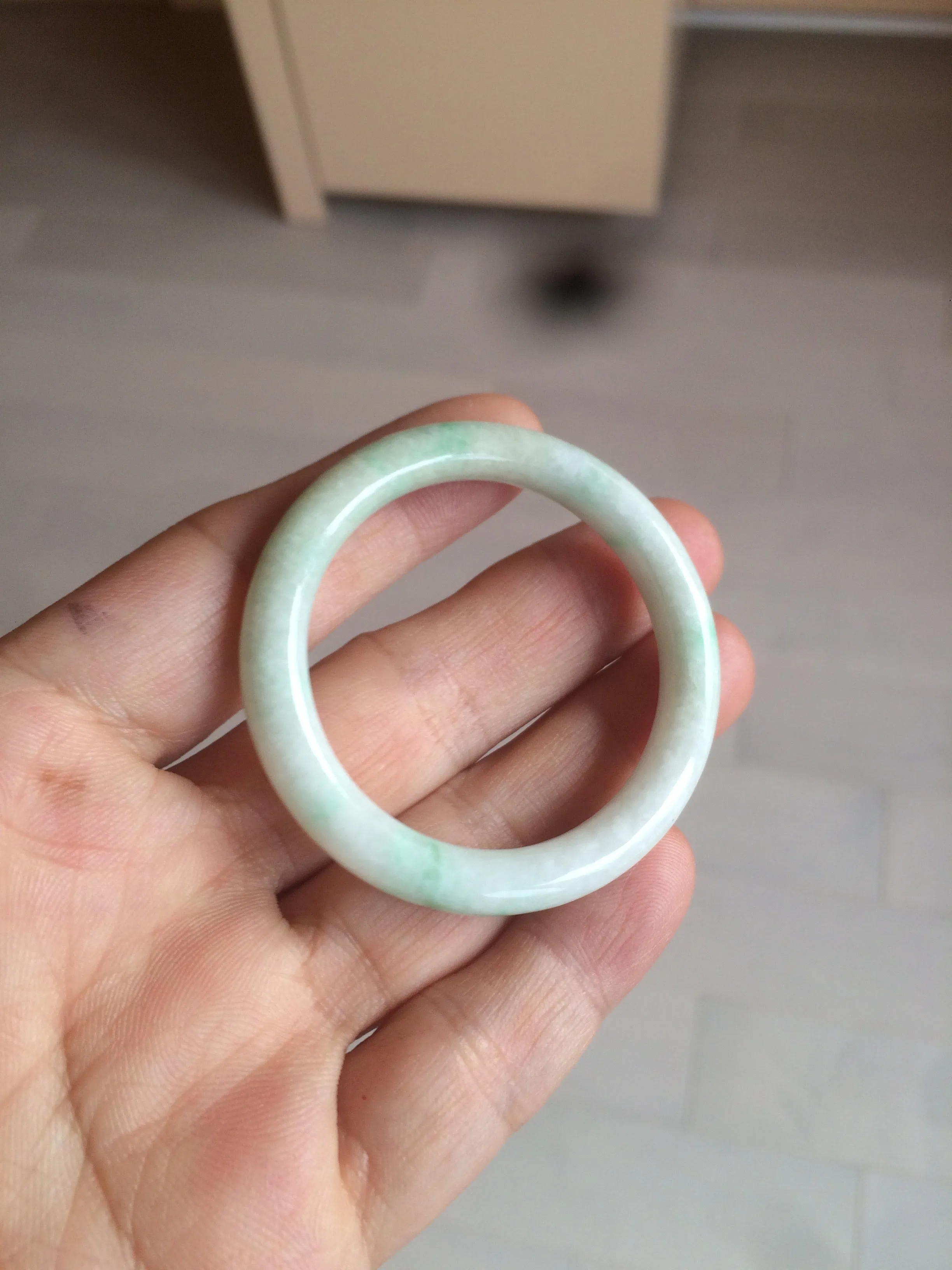 35-38mm Type A 100% Natural sunny green/white Jadeite Jade kids bangle /scarf button group BF100